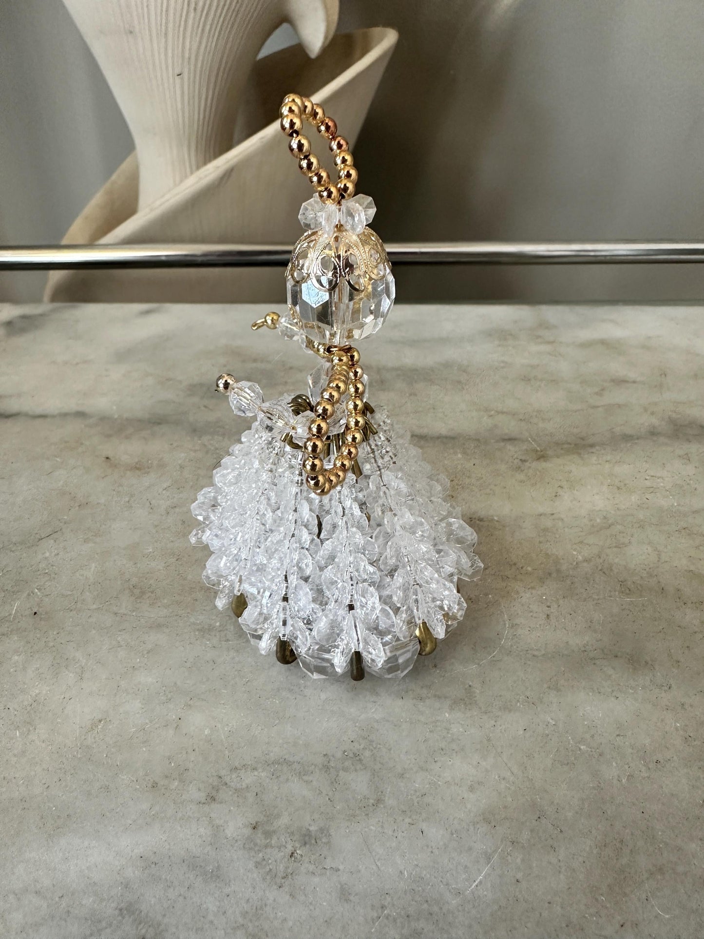 Angel Handmade Beaded Safety Pin Ornaments MCM Gorgeously Retro 4” tall