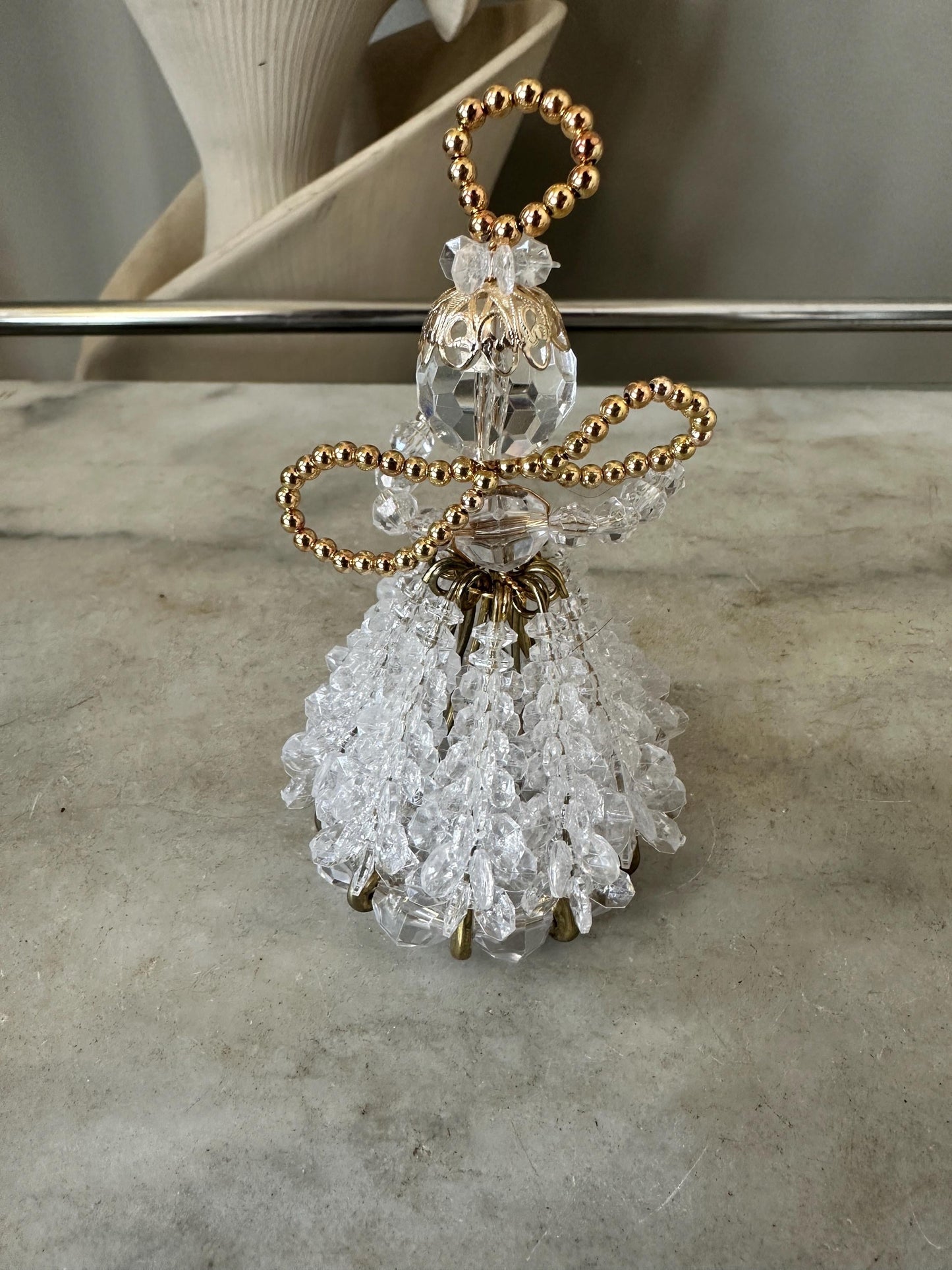 Angel Handmade Beaded Safety Pin Ornaments MCM Gorgeously Retro 4” tall