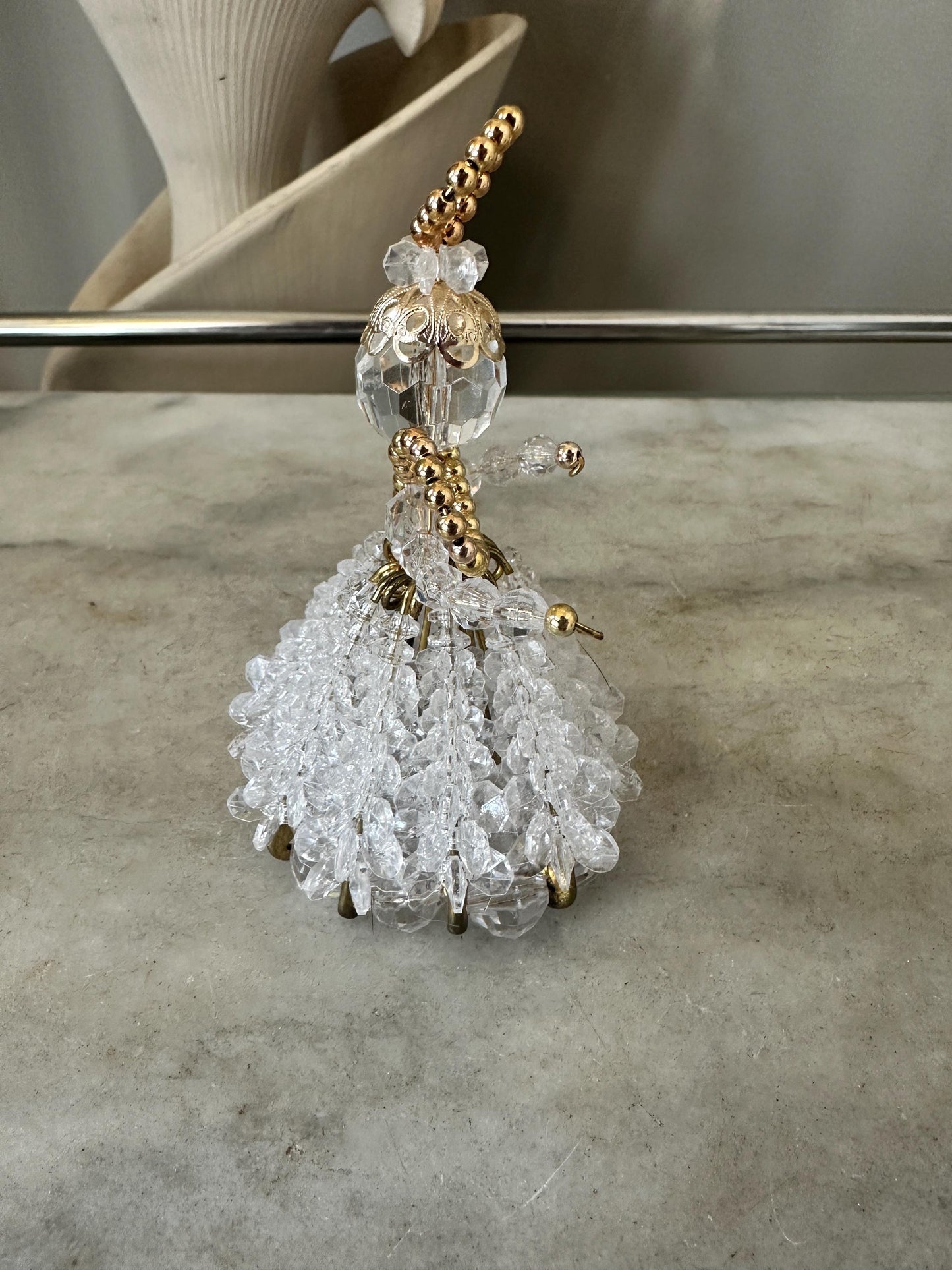 Angel Handmade Beaded Safety Pin Ornaments MCM Gorgeously Retro 4” tall