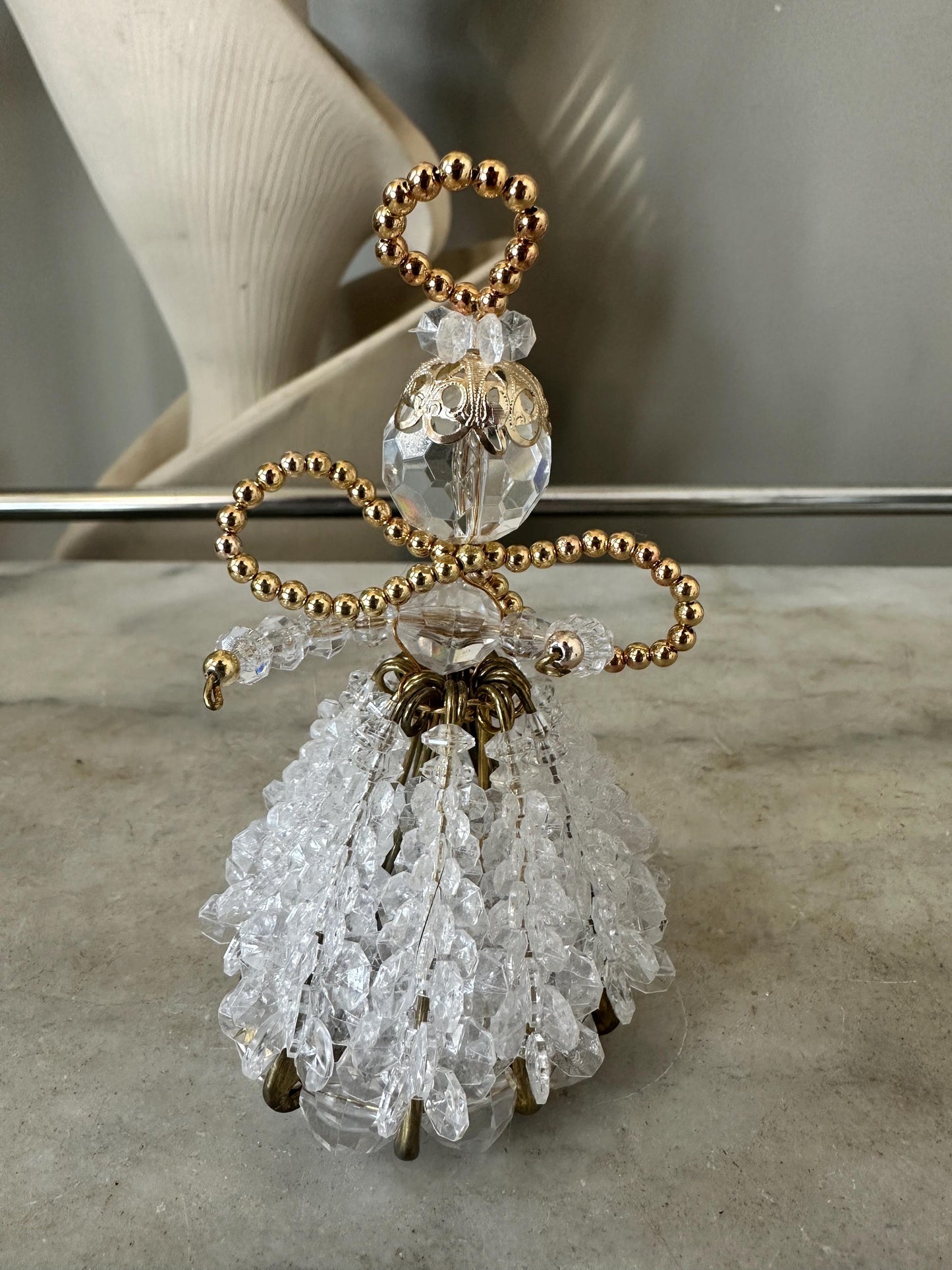 Angel Handmade Beaded Safety Pin Ornaments MCM Gorgeously Retro 4” tall