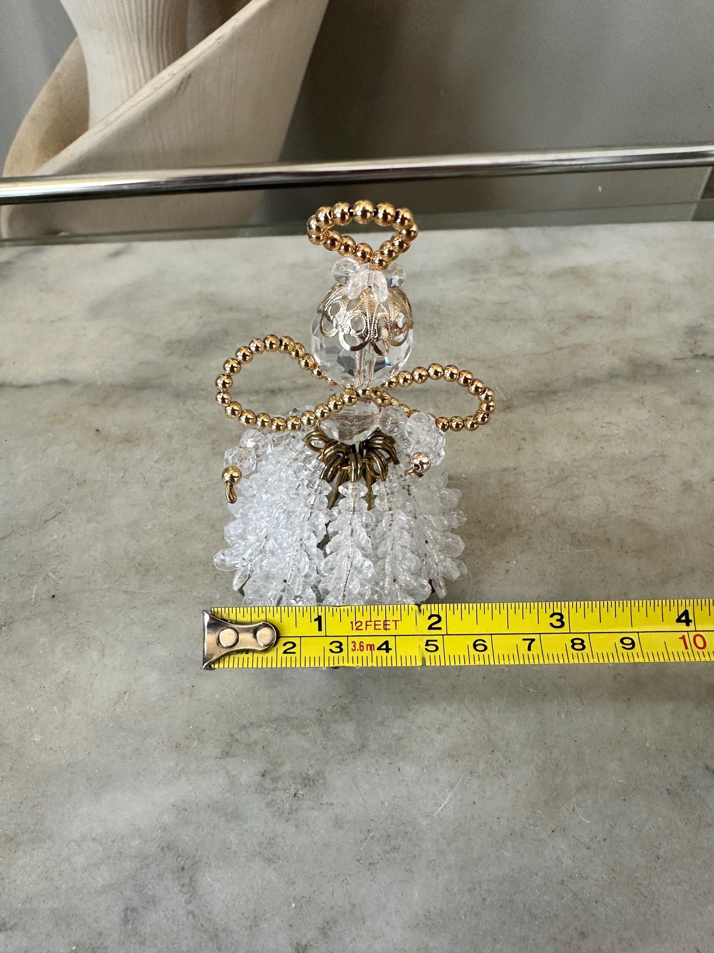 Angel Handmade Beaded Safety Pin Ornaments MCM Gorgeously Retro 4” tall