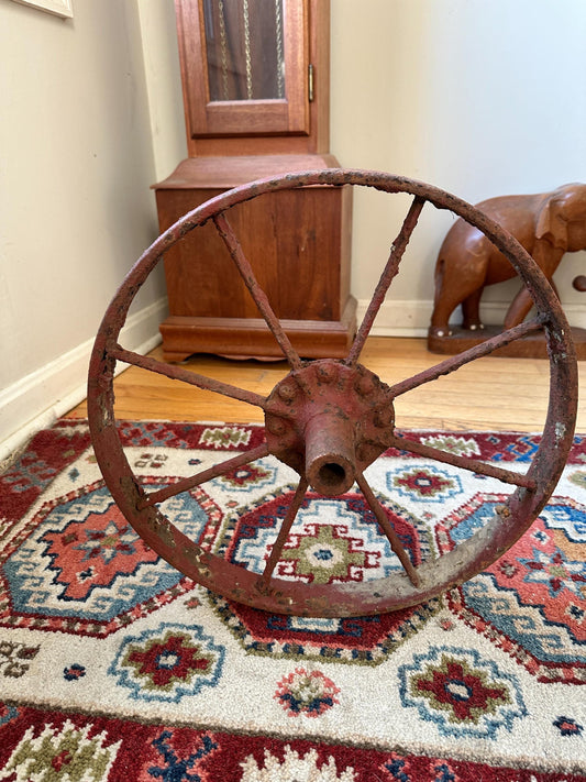 Antique 16” Iron Wheel - Rustic Farmhouse Barn Décor