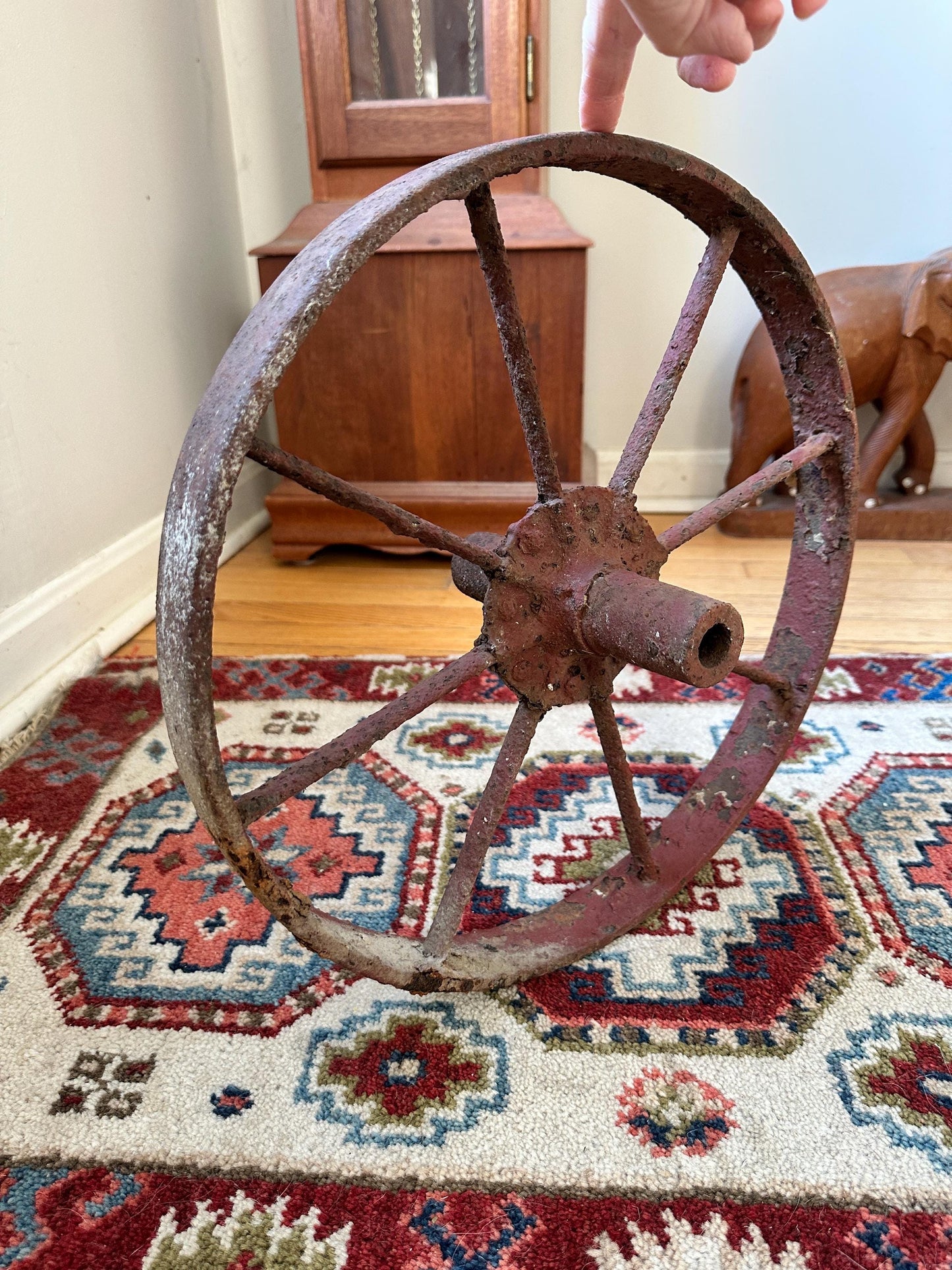 Antique 16” Iron Wheel - Rustic Farmhouse Barn Décor