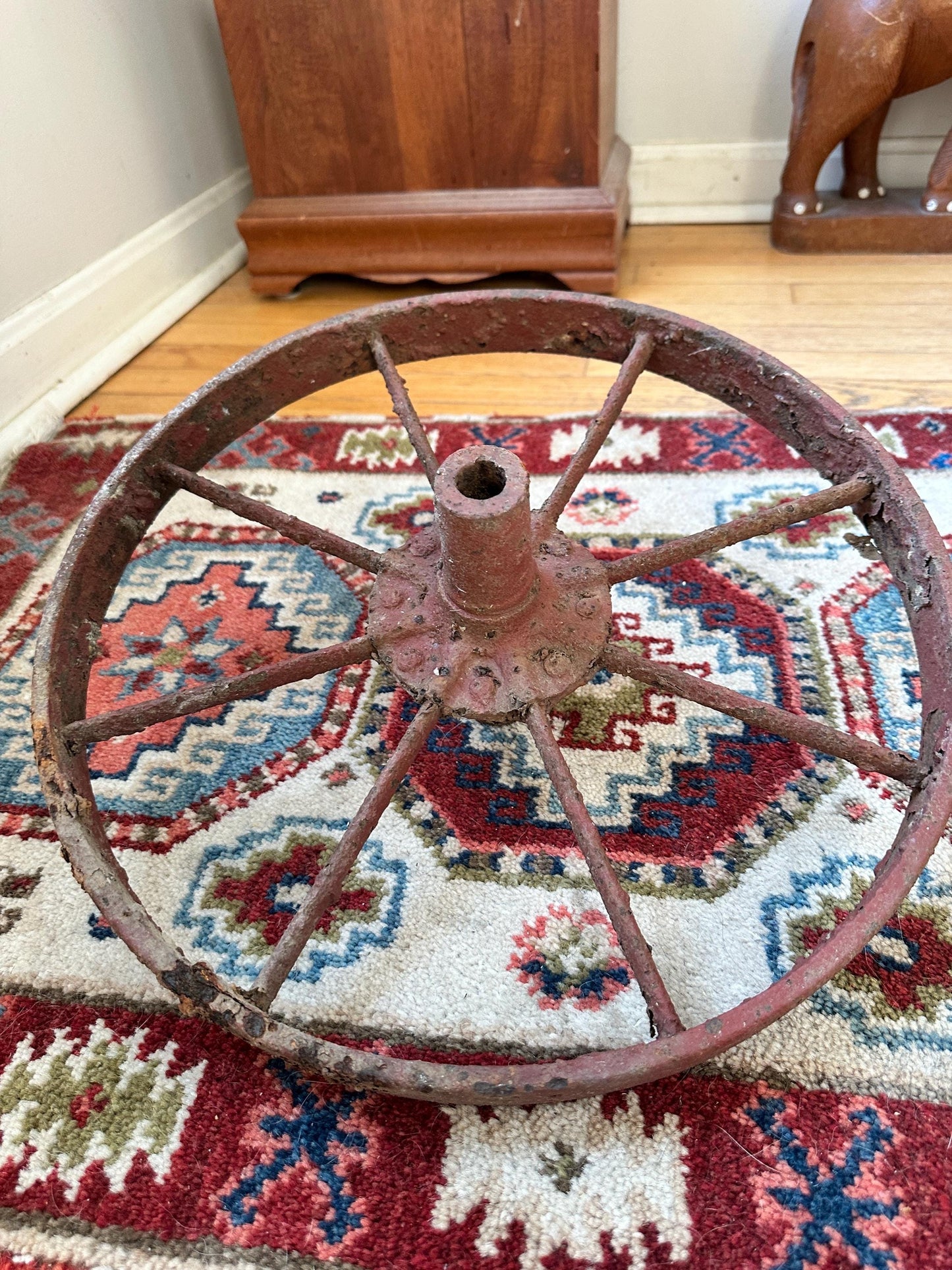 Antique 16” Iron Wheel - Rustic Farmhouse Barn Décor