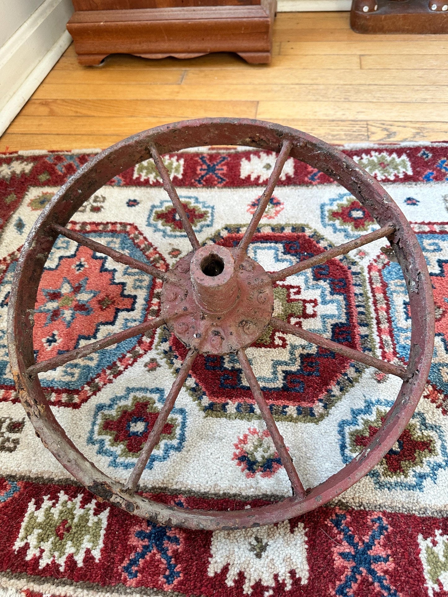 Antique 16” Iron Wheel - Rustic Farmhouse Barn Décor