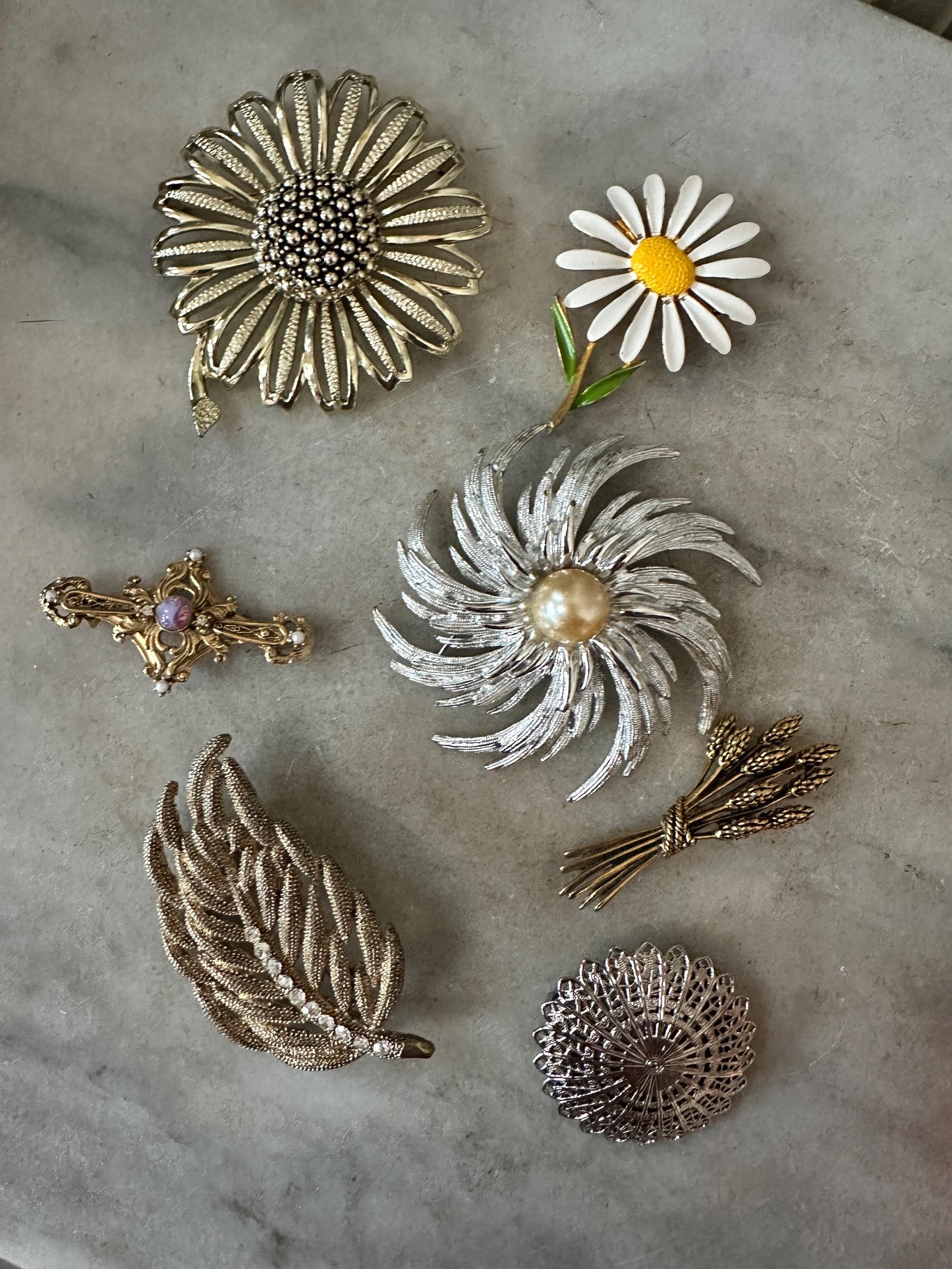 Vintage 1960s Floral Brooch Set – Sarah Coventry Sunflower, Mid-century Jewelry, MCM