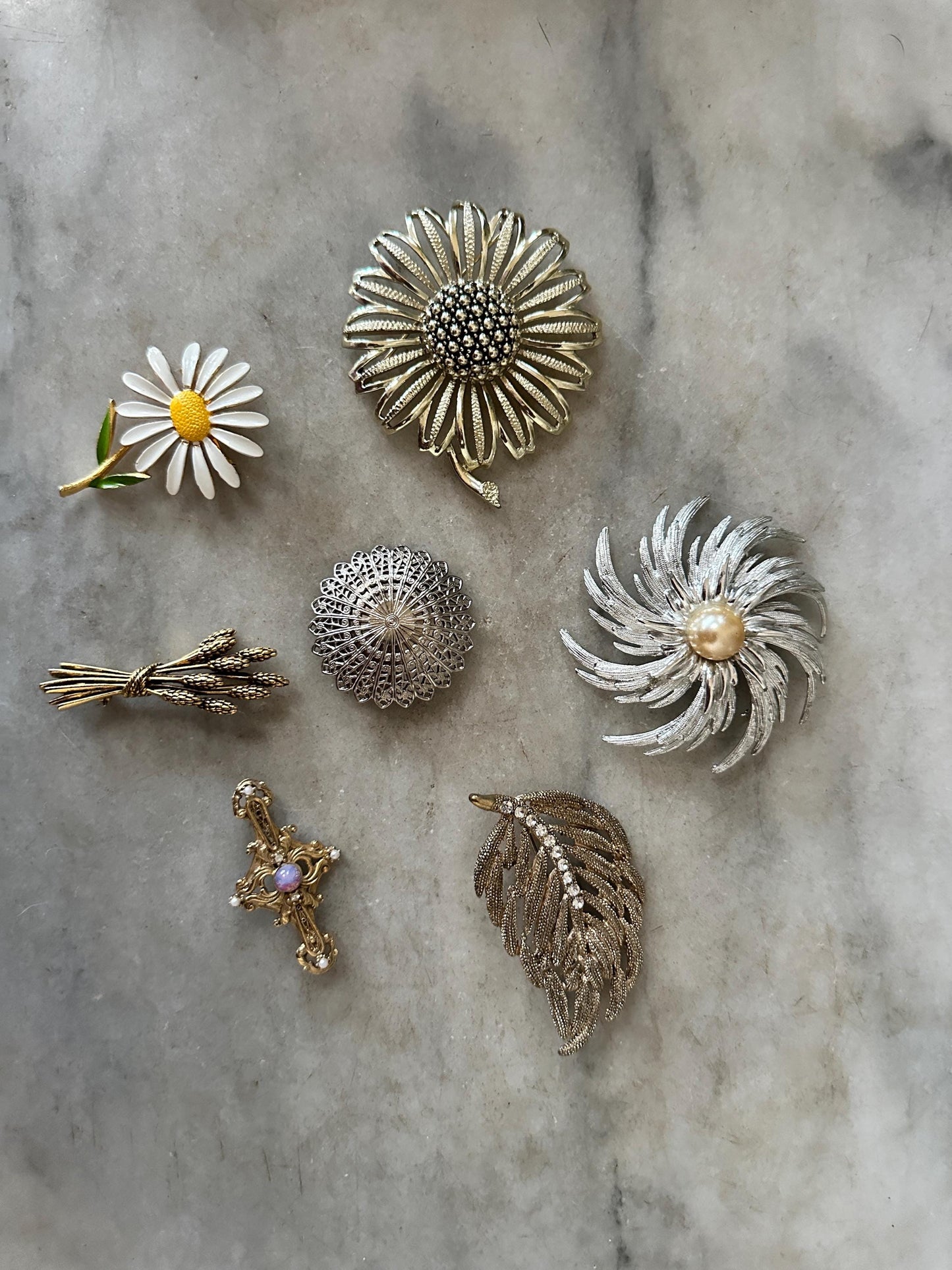 Vintage 1960s Floral Brooch Set – Sarah Coventry Sunflower, Mid-century Jewelry, MCM