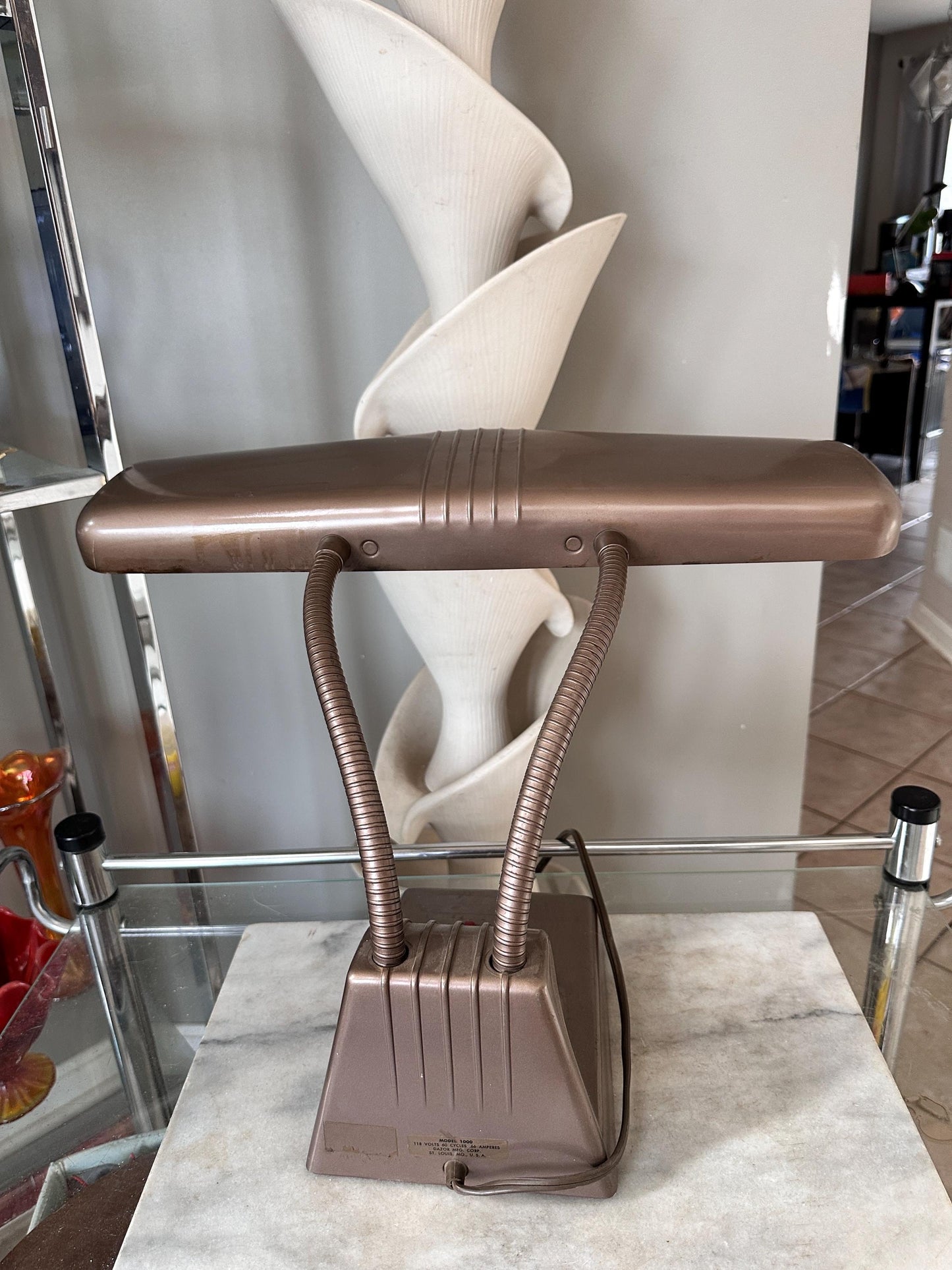 Vintage 1950s Dazor Gooseneck Desk Lamp – Mid Century Industrial Task Light