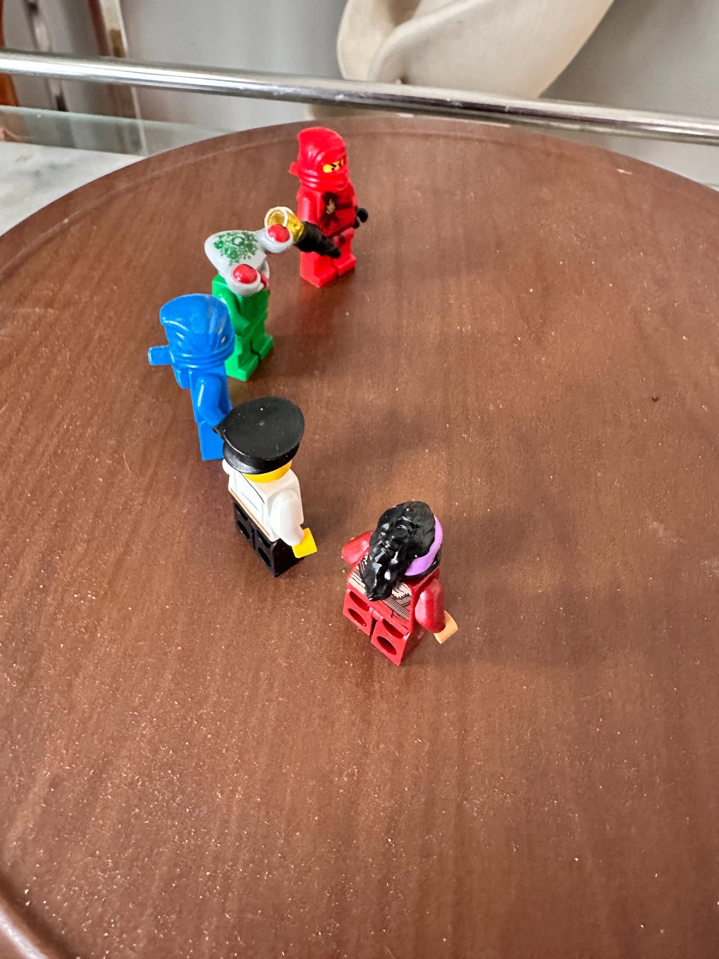 Assorted LEGO Minifigure Lot of 5 – Space Police Squidman, Marvel Taserface, Ninjago Jay (Blue & Red), and Airport Pilot