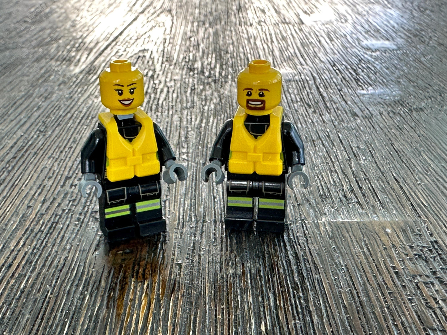 Lego Minifigure Fire Fighters - Man and Woman - Set of 2