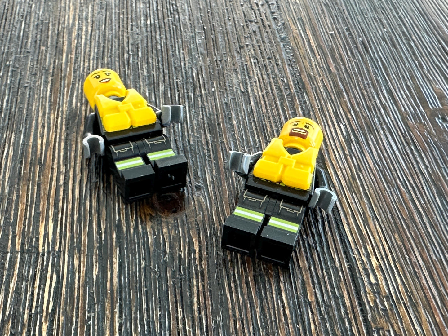 Lego Minifigure Fire Fighters - Man and Woman - Set of 2
