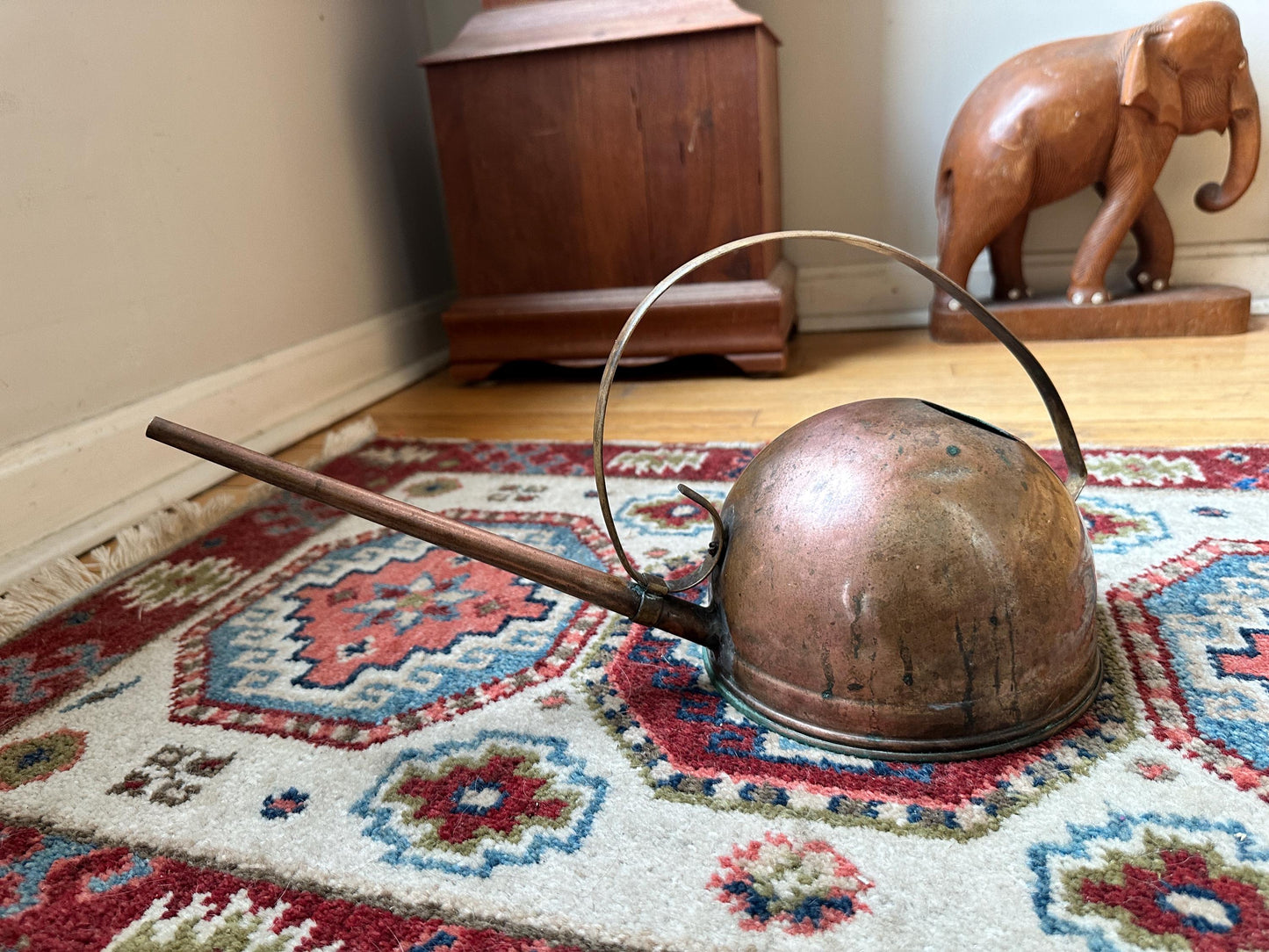 Vintage Revere Copper Watering Can – Mid Century Indoor Plant Waterer – USA Made Brass Handle