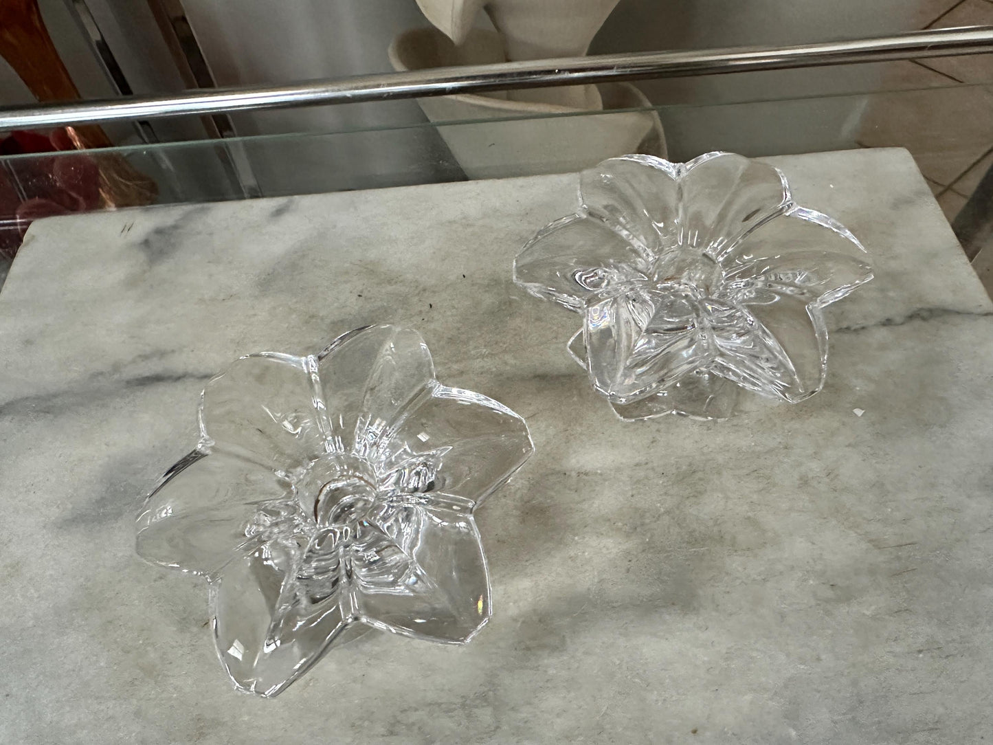 Vintage Mikasa Sunpetals Crystal Candlestick Holders (Pair) – Floral Petal Design