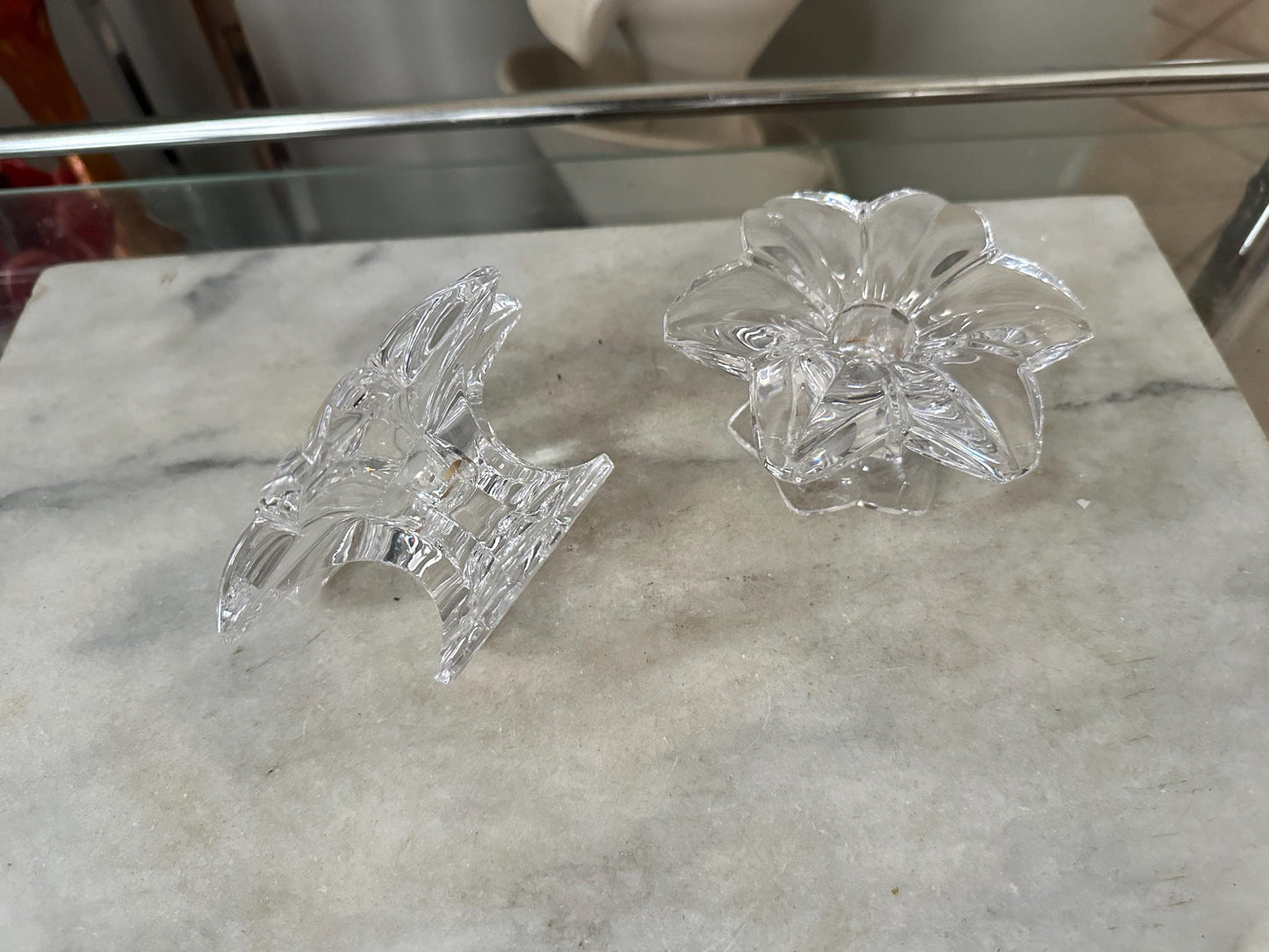 Vintage Mikasa Sunpetals Crystal Candlestick Holders (Pair) – Floral Petal Design