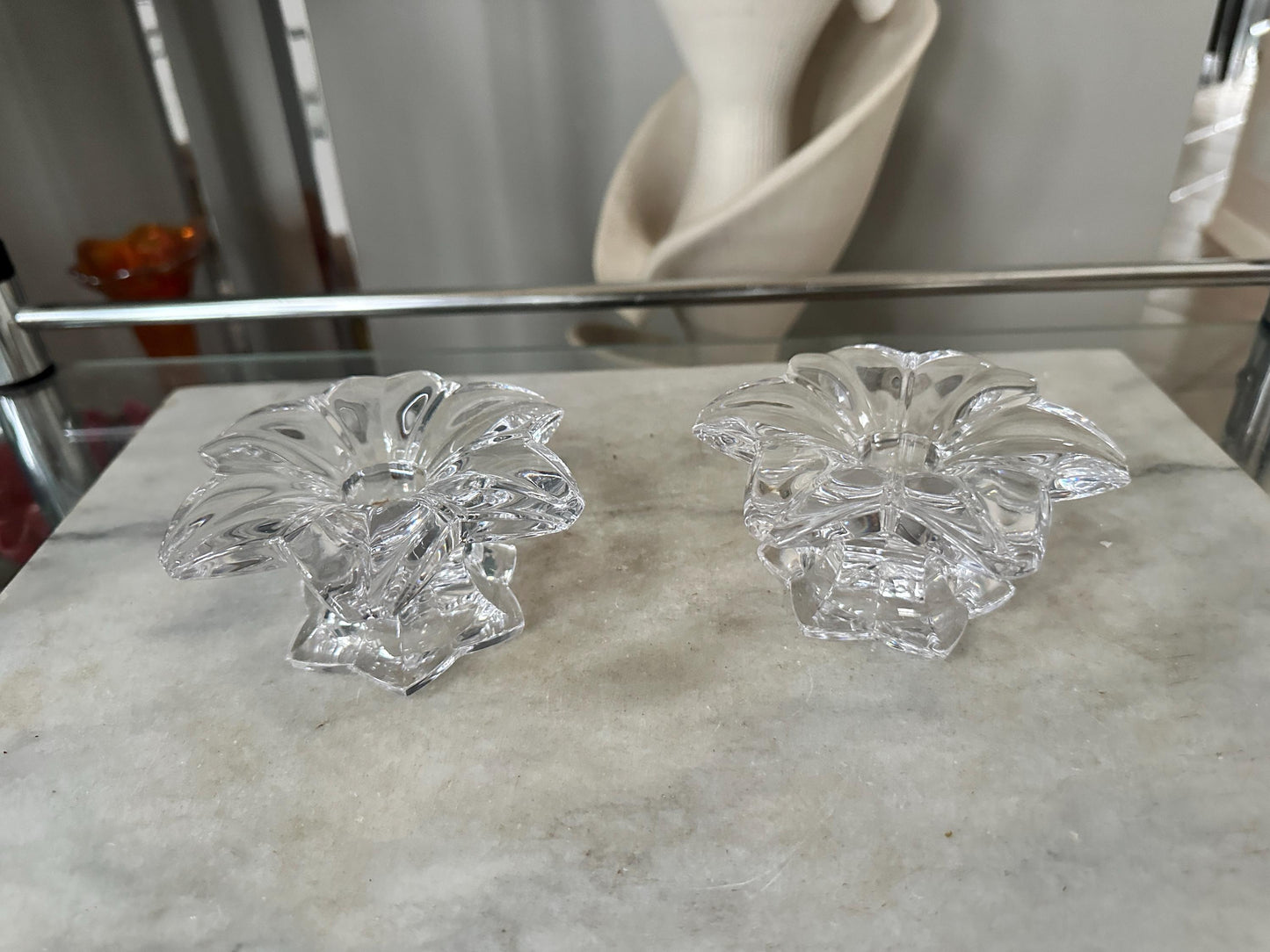 Vintage Mikasa Sunpetals Crystal Candlestick Holders (Pair) – Floral Petal Design
