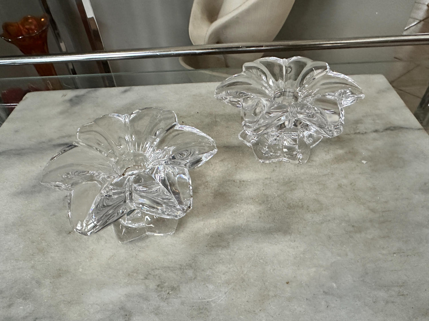 Vintage Mikasa Sunpetals Crystal Candlestick Holders (Pair) – Floral Petal Design