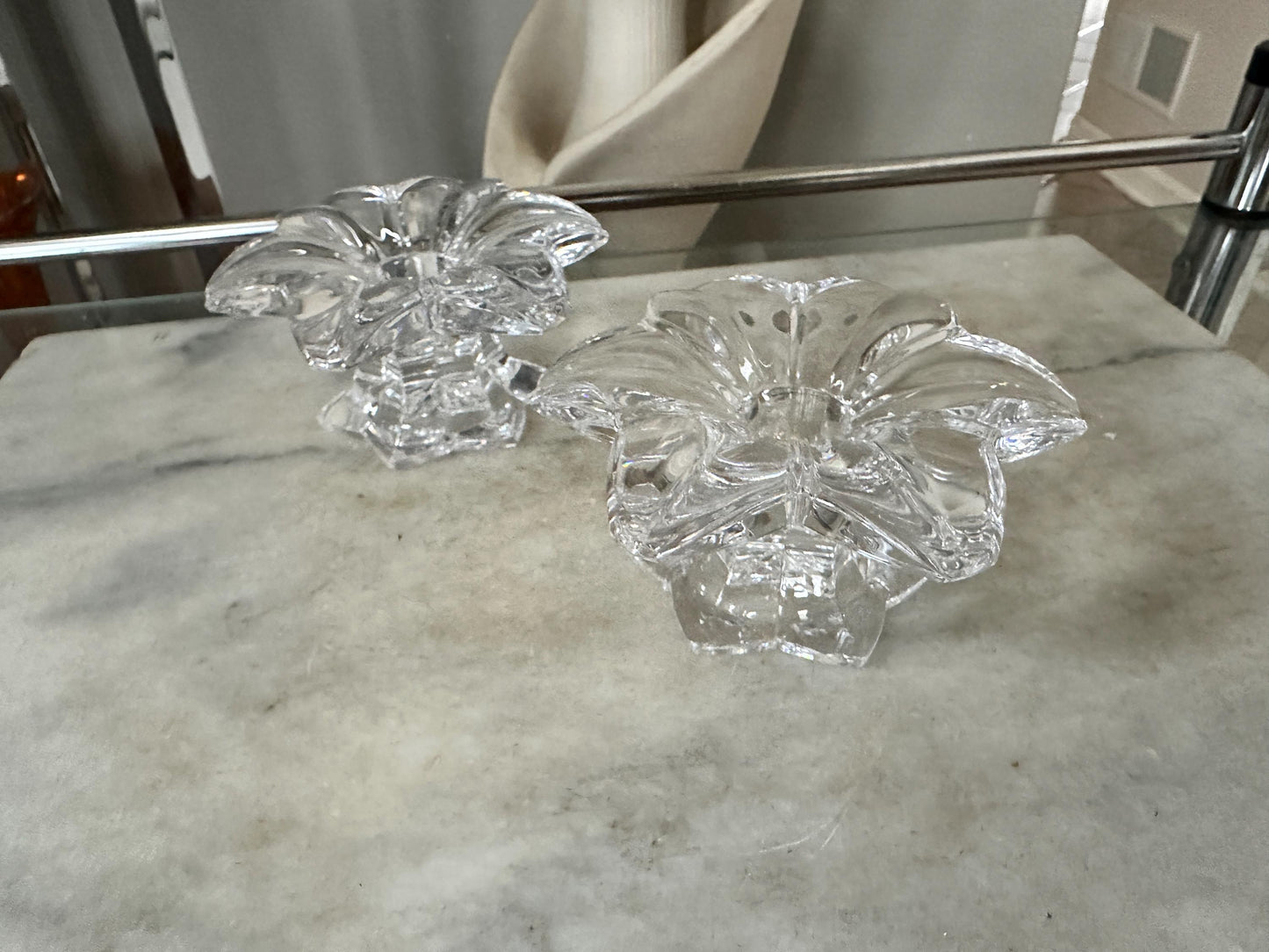 Vintage Mikasa Sunpetals Crystal Candlestick Holders (Pair) – Floral Petal Design