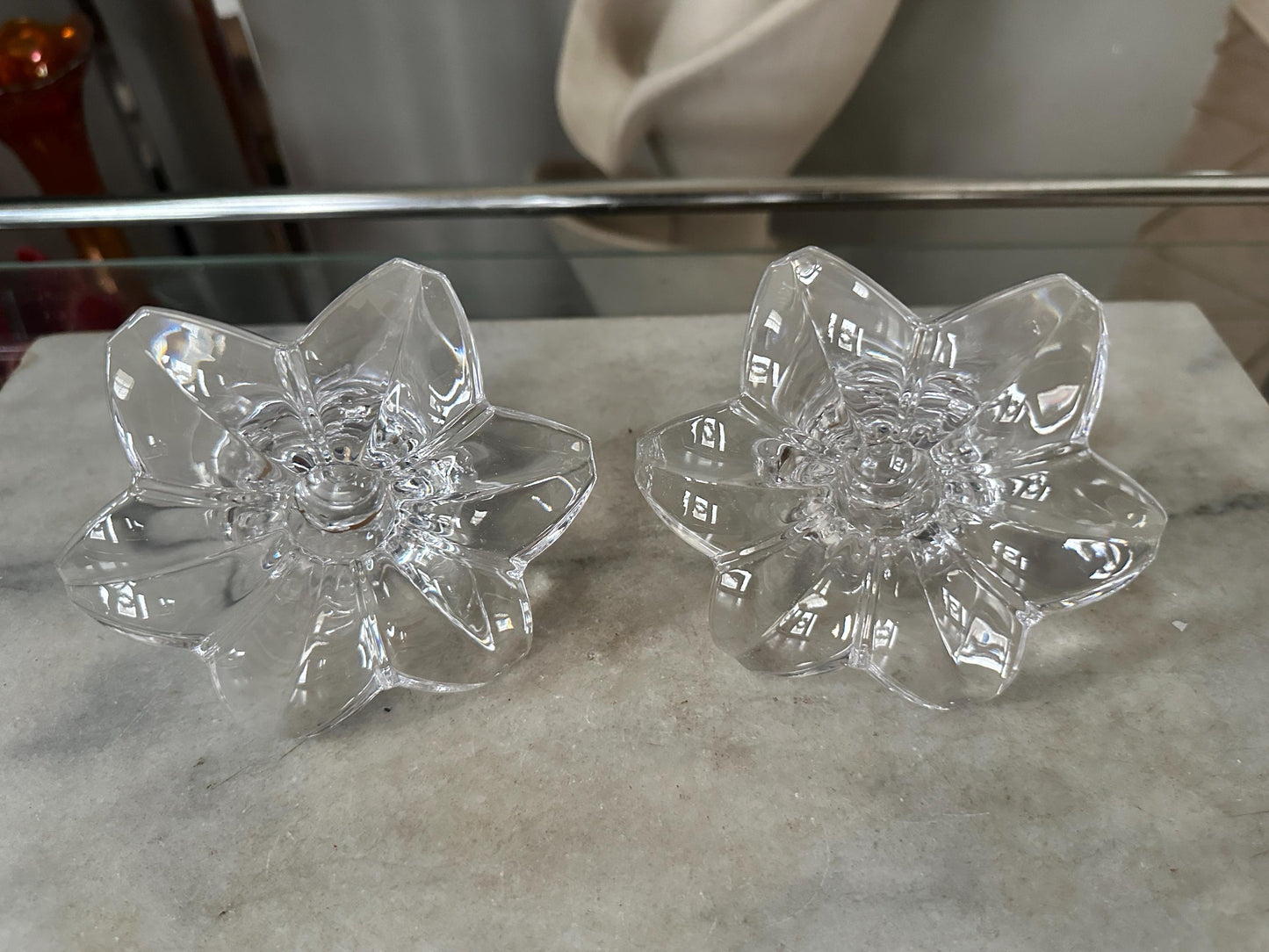 Vintage Mikasa Sunpetals Crystal Candlestick Holders (Pair) – Floral Petal Design