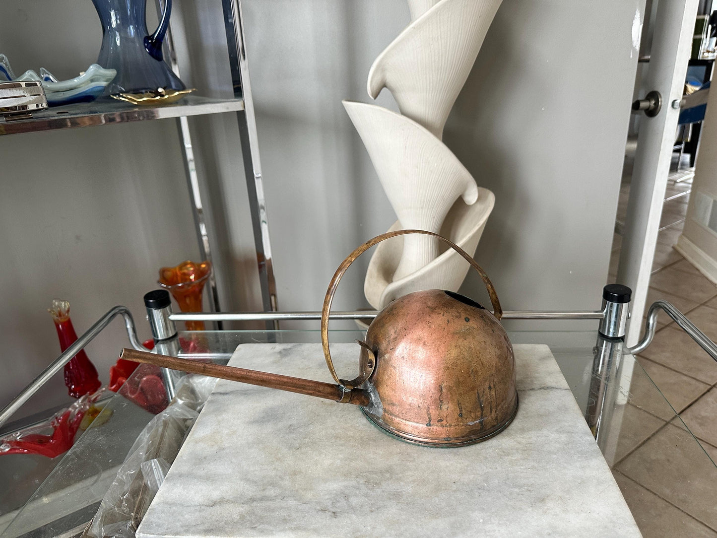 Vintage Revere Copper Watering Can – Mid Century Indoor Plant Waterer – USA Made Brass Handle