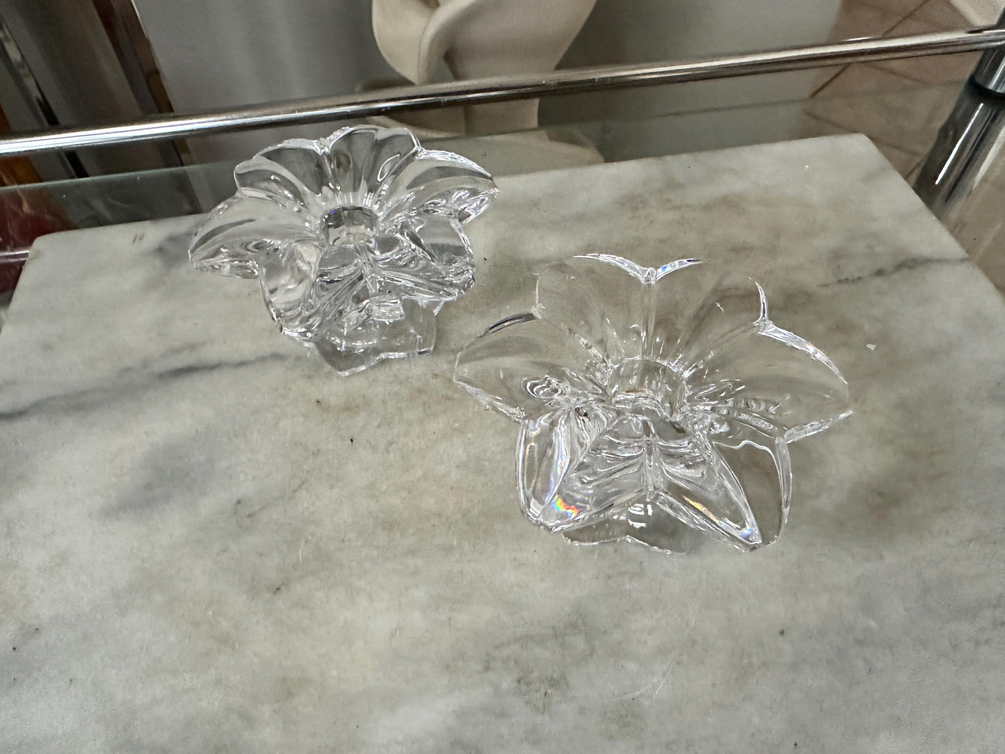 Vintage Mikasa Sunpetals Crystal Candlestick Holders (Pair) – Floral Petal Design