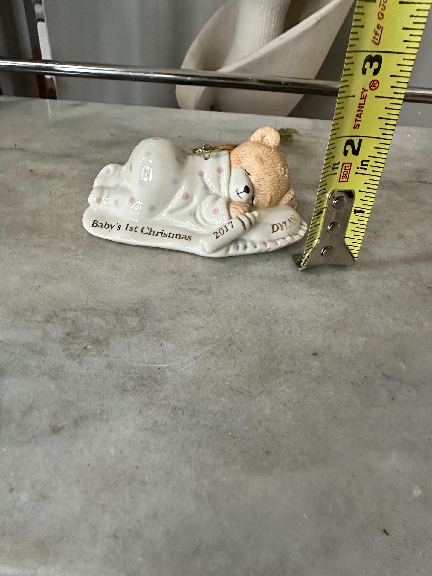 Rare LENOX “Cuddles And Hugs” Baby’s 1st Christmas Bear Ornament -DYLAN