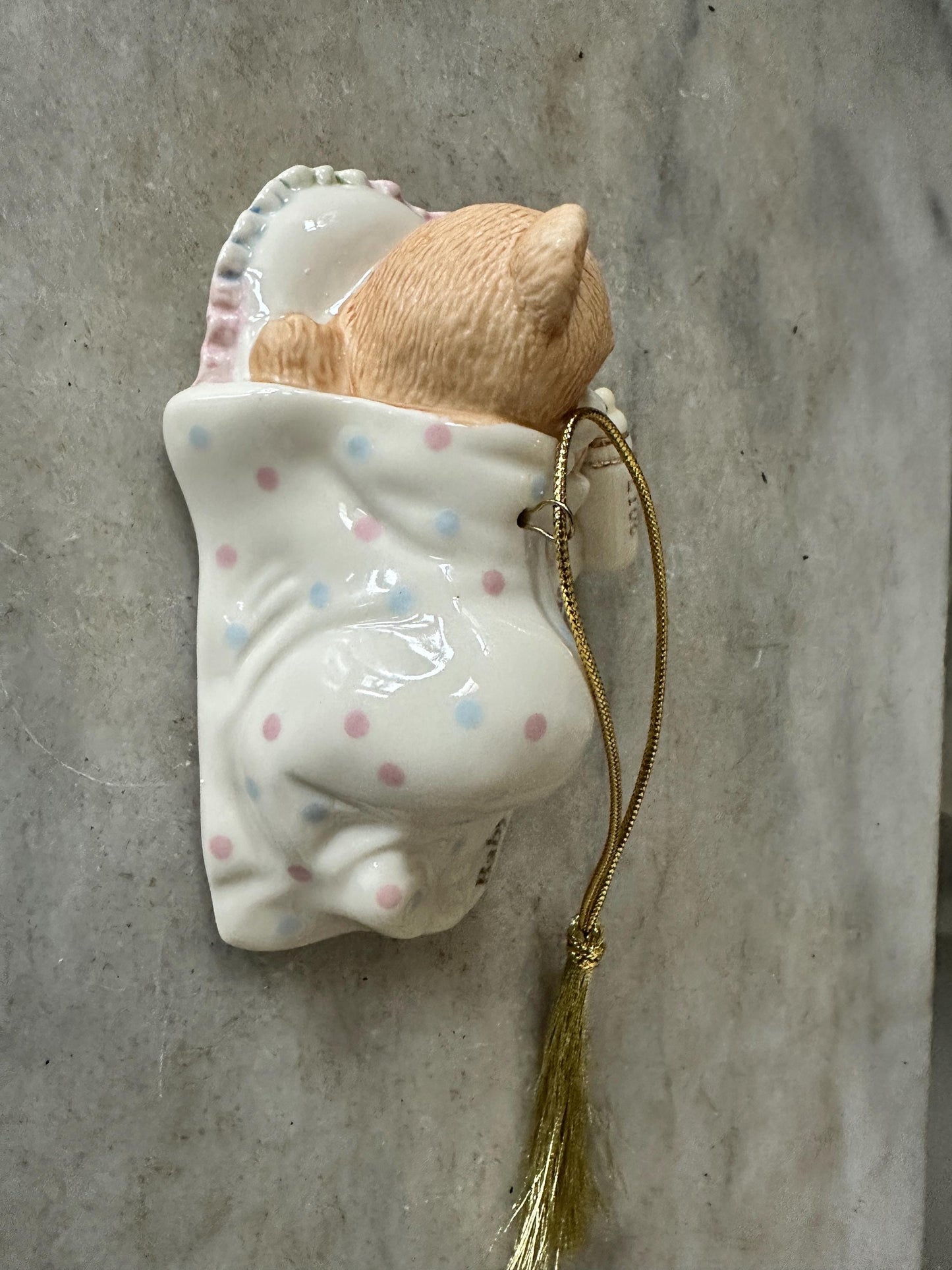 Rare LENOX “Cuddles And Hugs” Baby’s 1st Christmas Bear Ornament -DYLAN