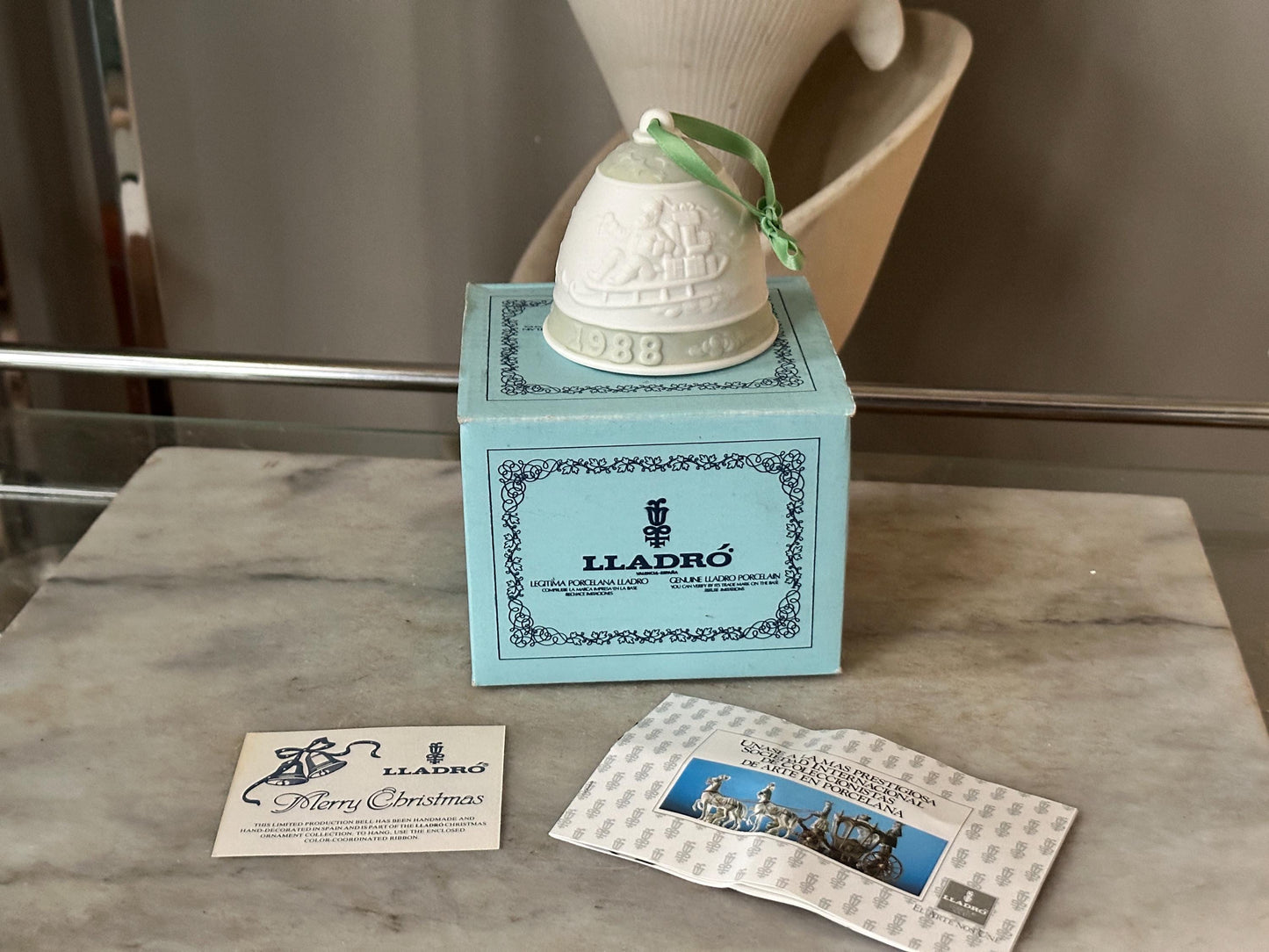 1988 Lladro Porcelain Christmas Bell Ornament – Retired Collectible Holiday Decor