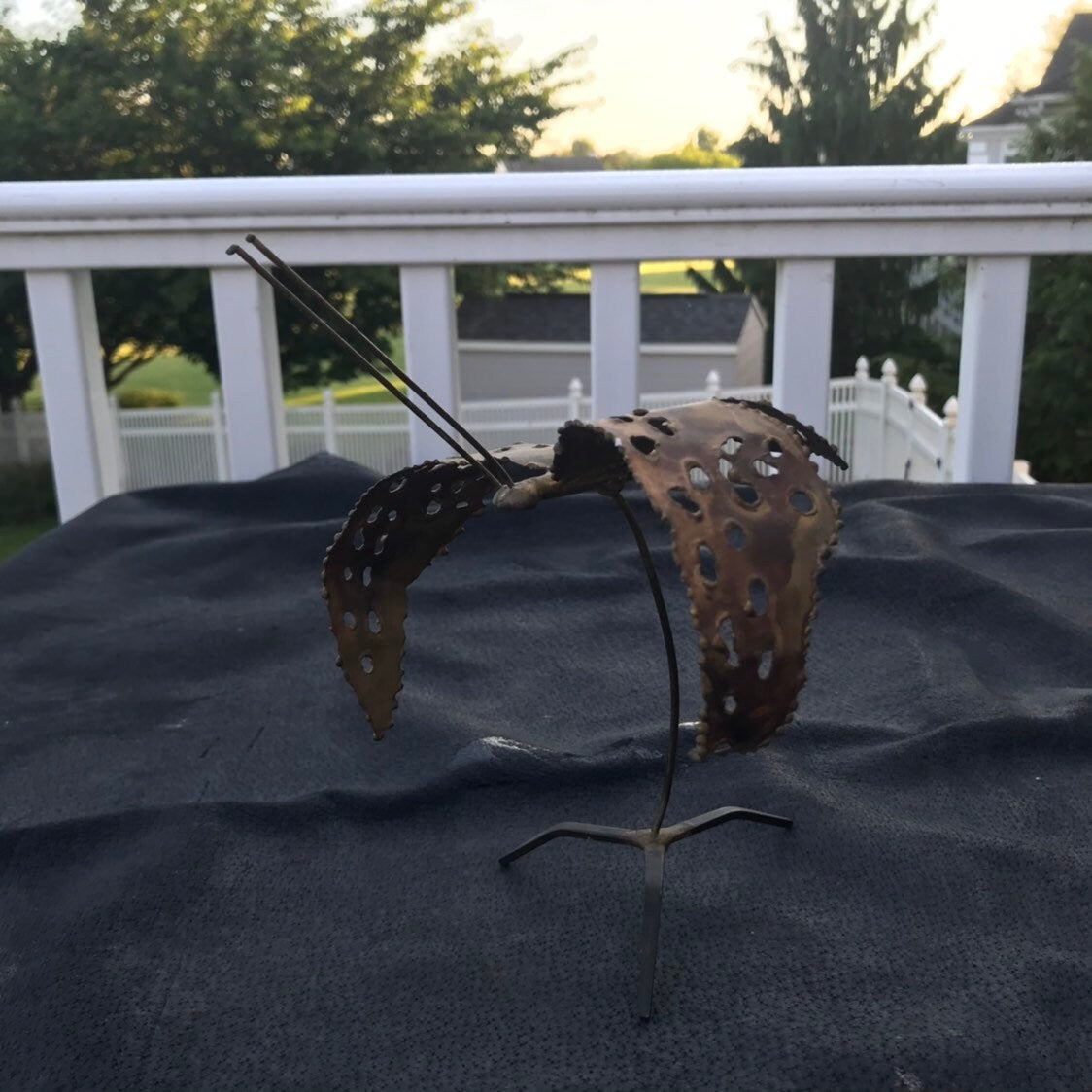 Brass Butterfly Statue Figurine Mid Century Modern 1970s Butterfly Signed by Artist