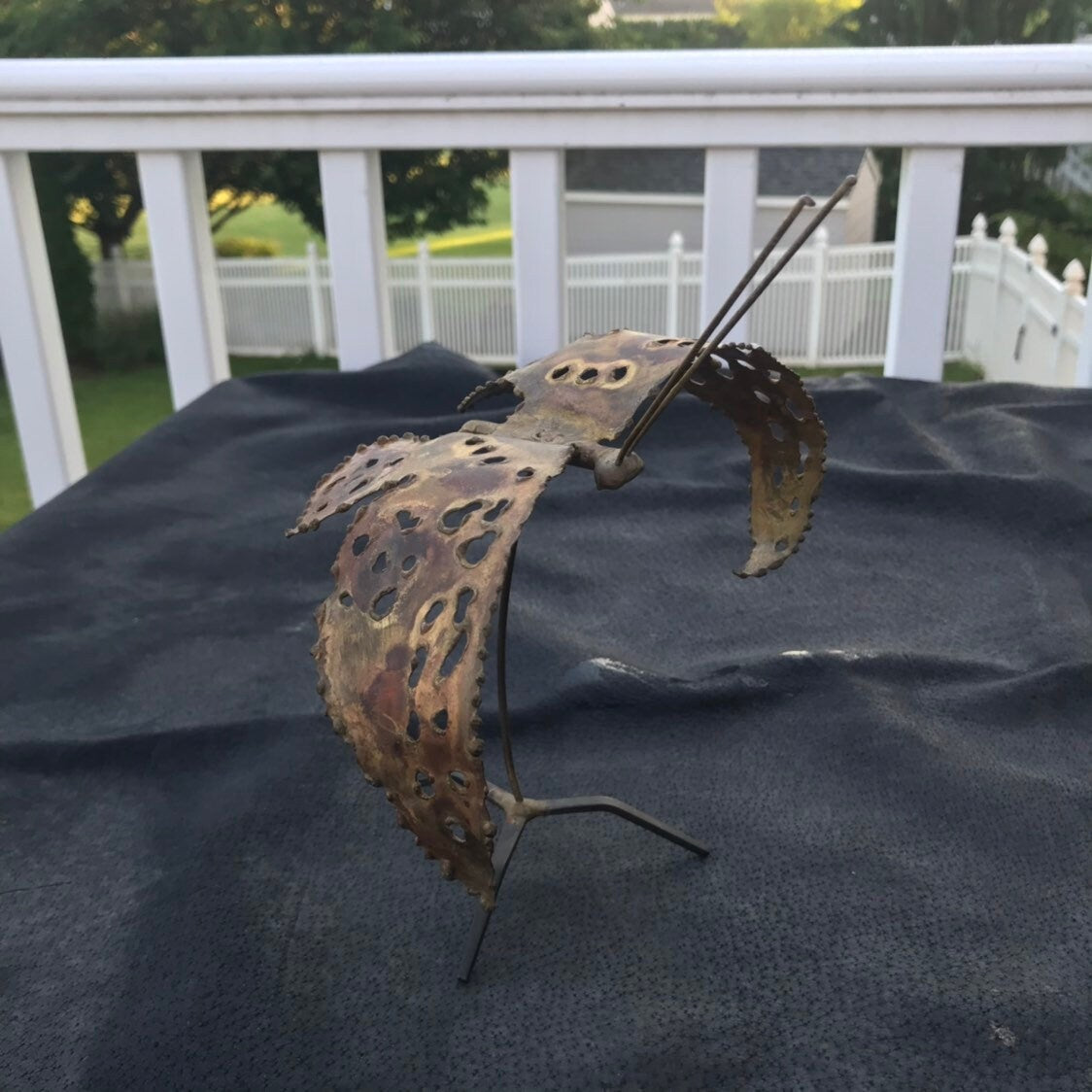 Brass Butterfly Statue Figurine Mid Century Modern 1970s Butterfly Signed by Artist