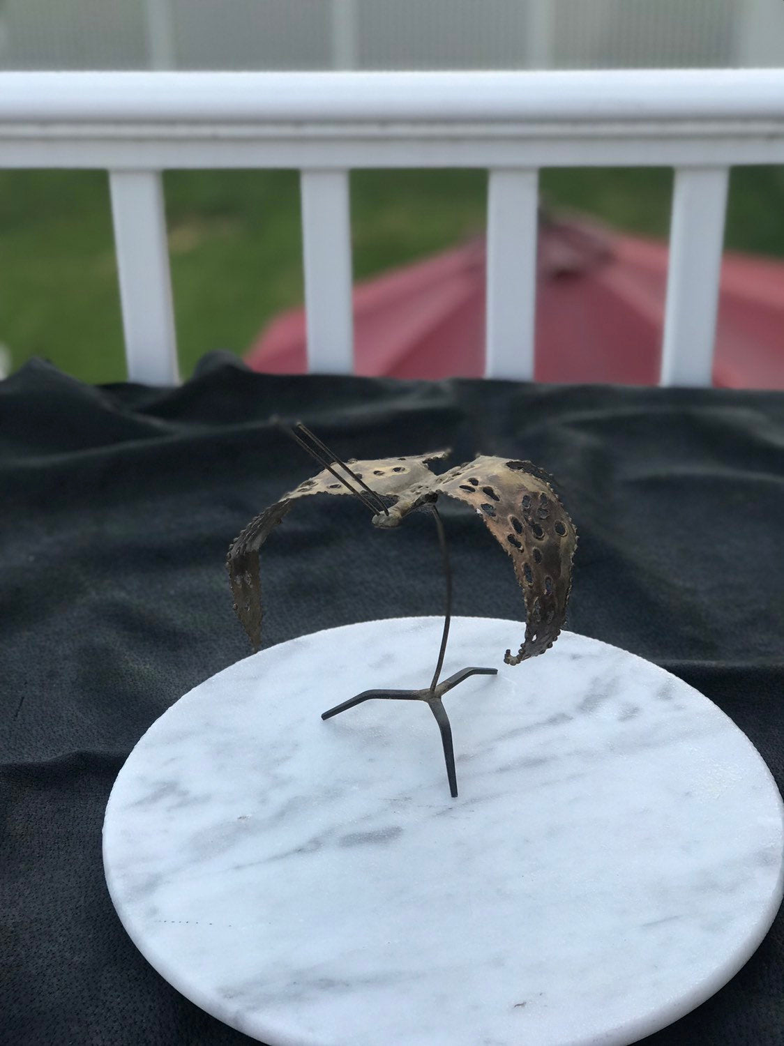 Brass Butterfly Statue Figurine Mid Century Modern 1970s Butterfly Signed by Artist