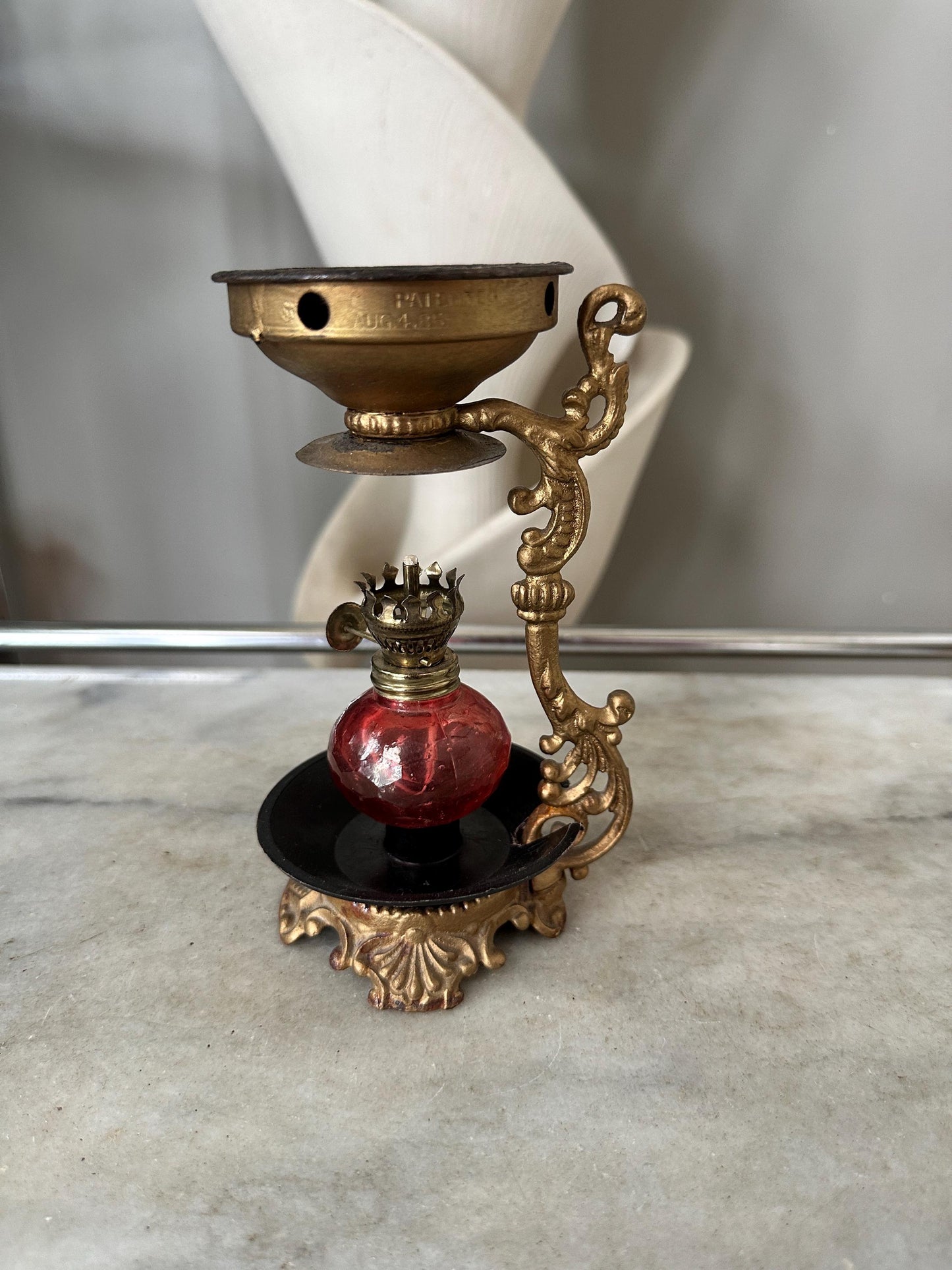 Antique Vapo Cresolene Vaporizer | Quack Medical Oil Lamp Inhaler | Victorian Era Respiratory Remedy | Ornate Cast Metal w/ Replacement Oil