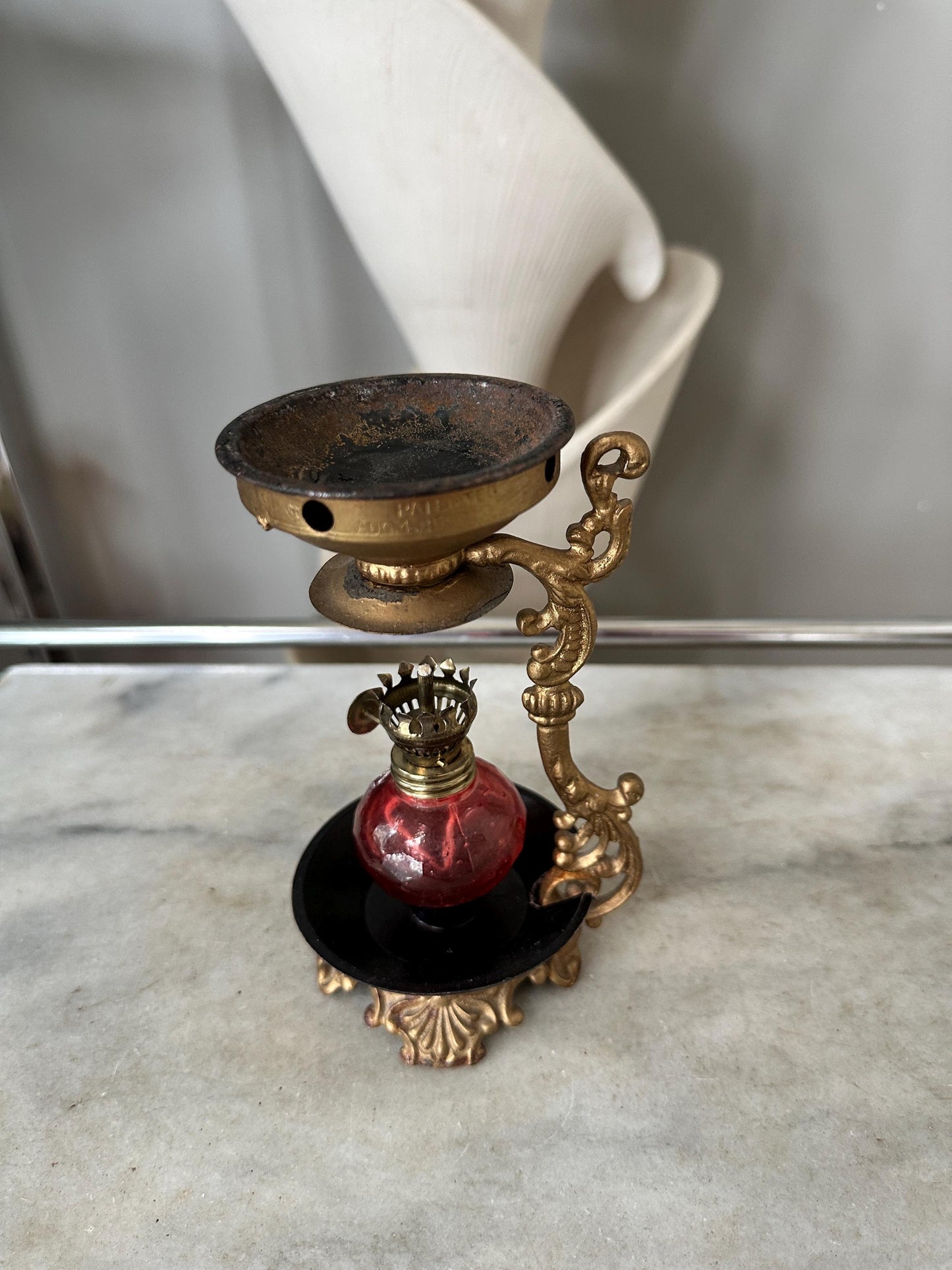 Antique Vapo Cresolene Vaporizer | Quack Medical Oil Lamp Inhaler | Victorian Era Respiratory Remedy | Ornate Cast Metal w/ Replacement Oil