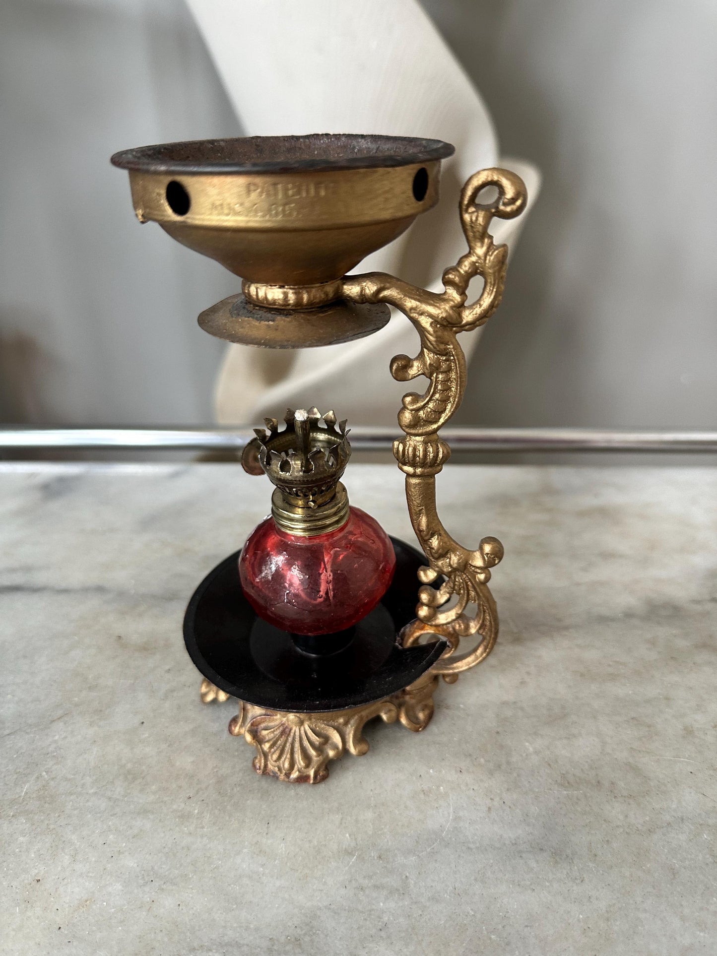 Antique Vapo Cresolene Vaporizer | Quack Medical Oil Lamp Inhaler | Victorian Era Respiratory Remedy | Ornate Cast Metal w/ Replacement Oil