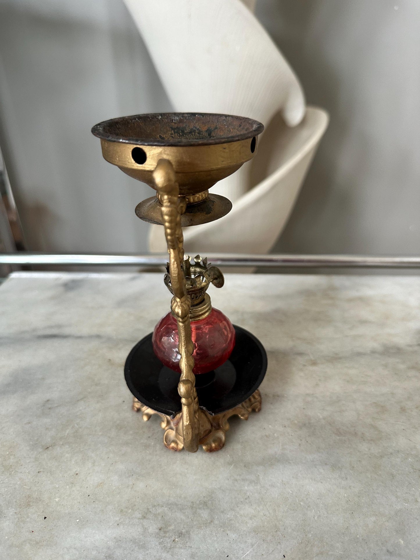 Antique Vapo Cresolene Vaporizer | Quack Medical Oil Lamp Inhaler | Victorian Era Respiratory Remedy | Ornate Cast Metal w/ Replacement Oil