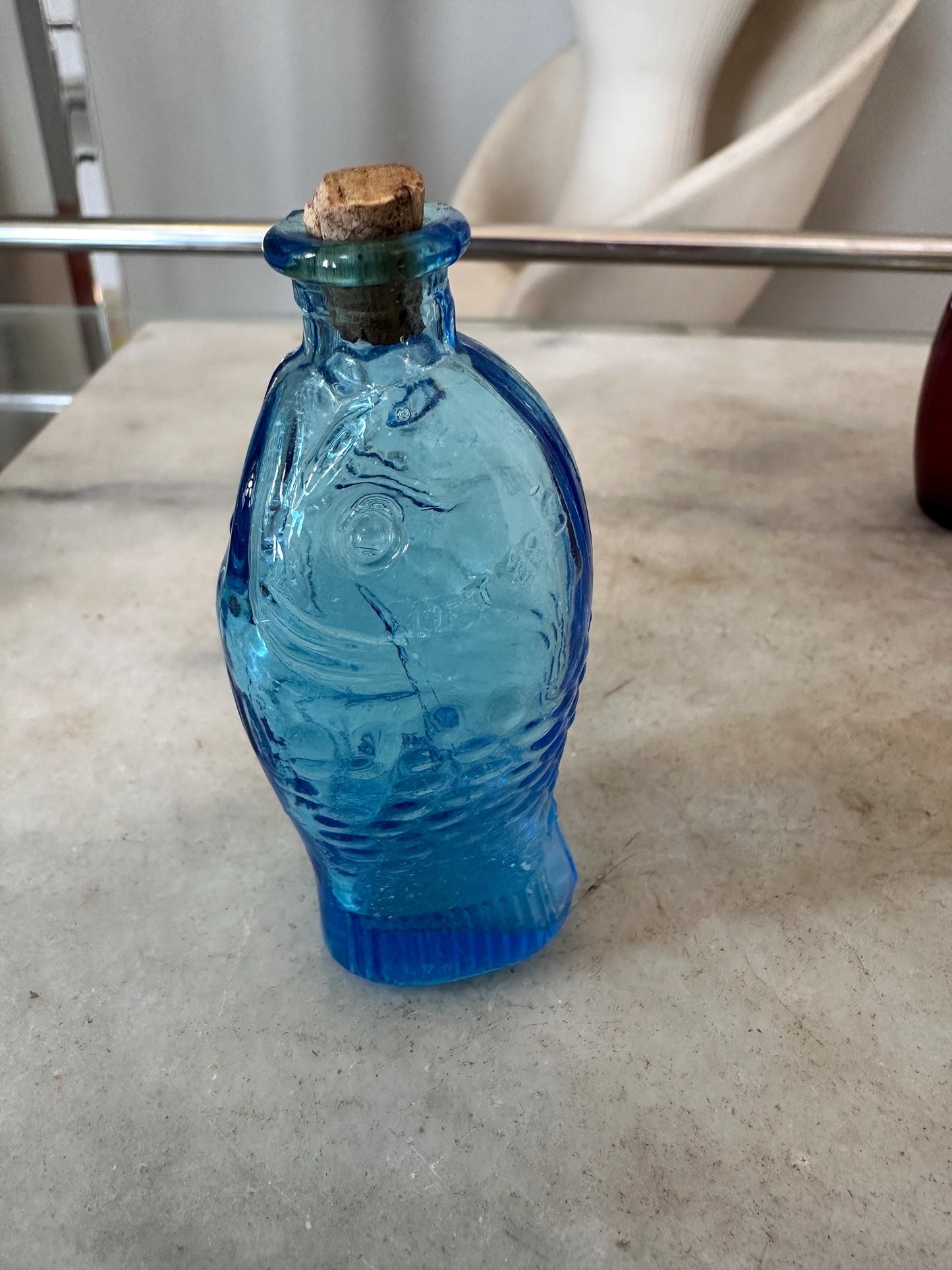 Vintage Wheaton Glass Mini Bottles Lot (7), 1970s Fish, Barrel, Grapes, Whiskey