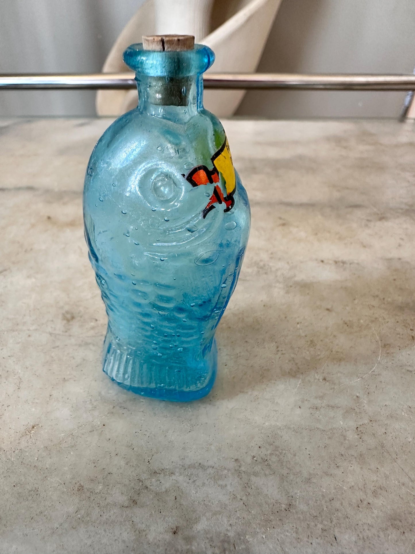 Vintage Wheaton Glass Mini Bottles Lot (7), 1970s Fish, Barrel, Grapes, Whiskey