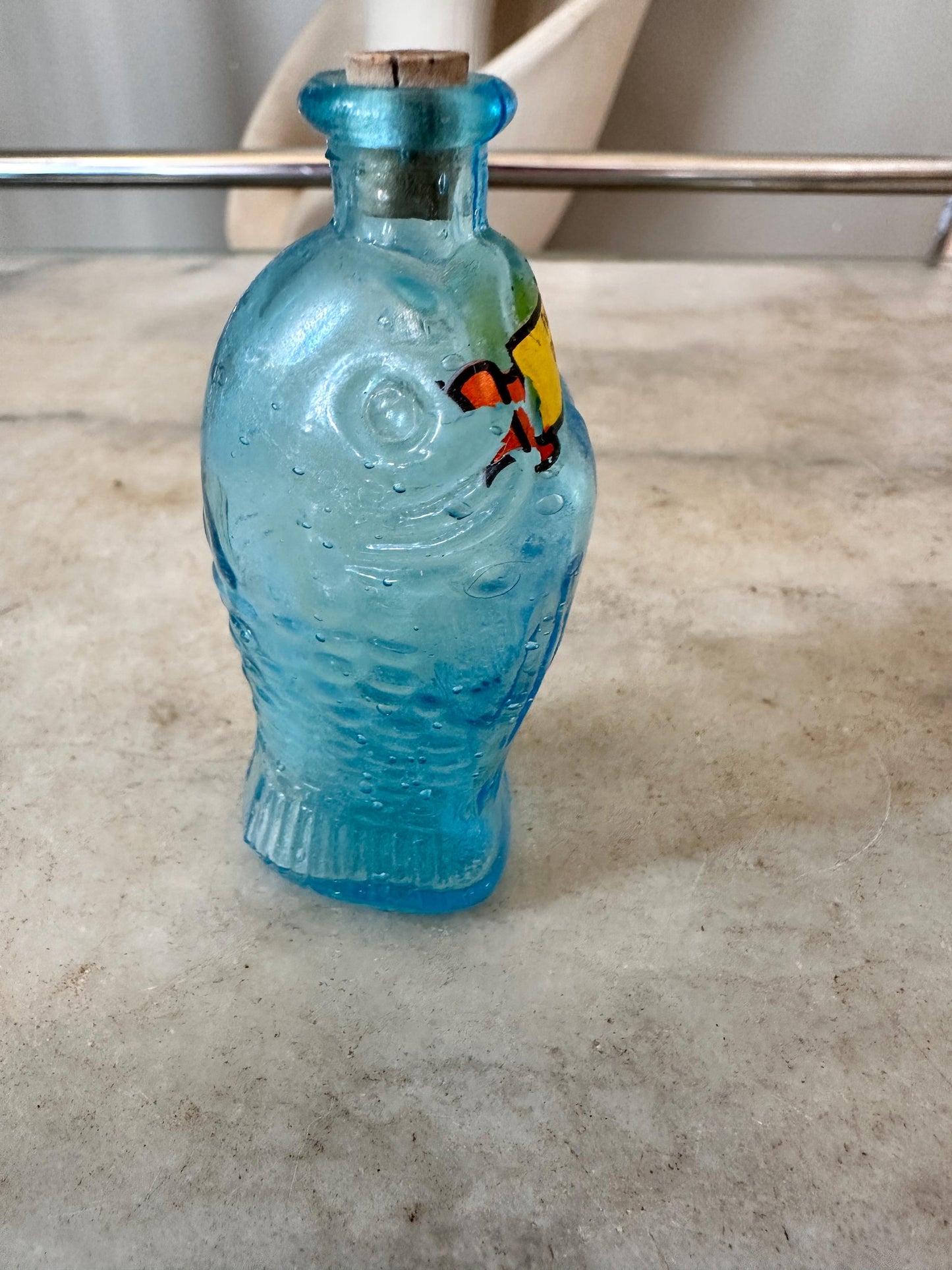 Vintage Wheaton Glass Mini Bottles Lot (7), 1970s Fish, Barrel, Grapes, Whiskey