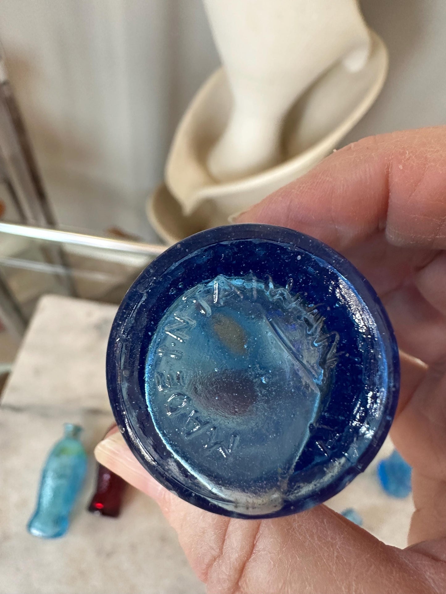 Vintage Wheaton Glass Mini Bottles Lot (7), 1970s Fish, Barrel, Grapes, Whiskey