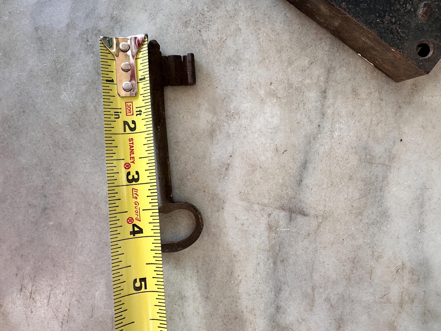 Antique Iron Rim Lock Set with Porcelain Knobs and Skeleton Key