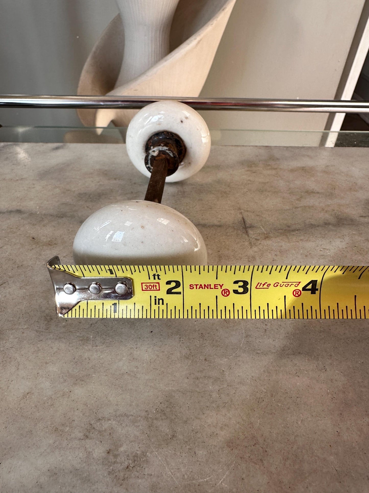 Antique Iron Rim Lock Set with Porcelain Knobs and Skeleton Key