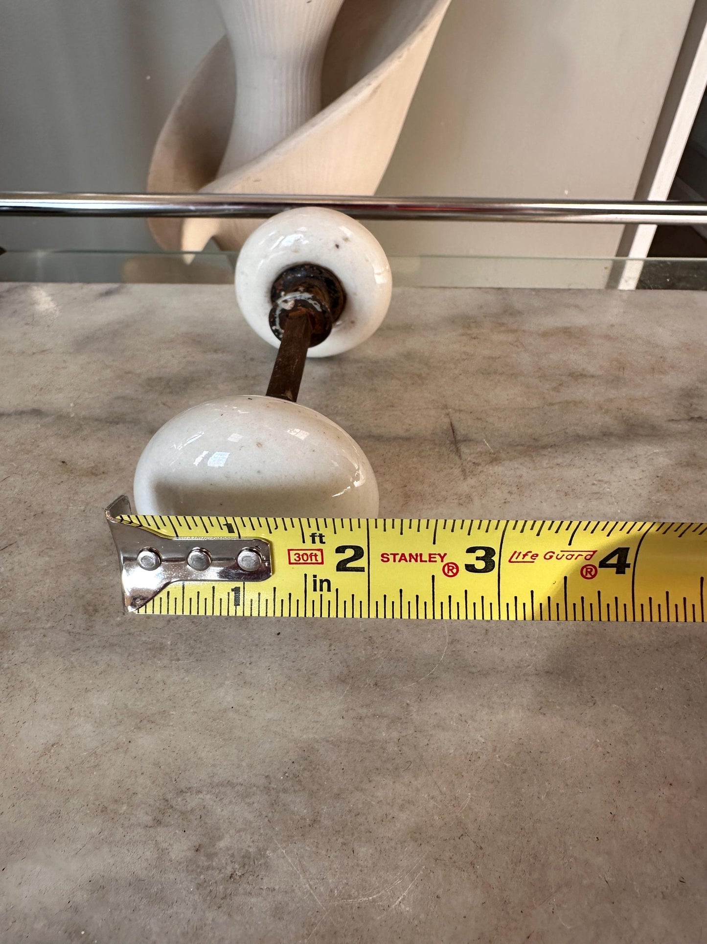 Antique Iron Rim Lock Set with Porcelain Knobs and Skeleton Key