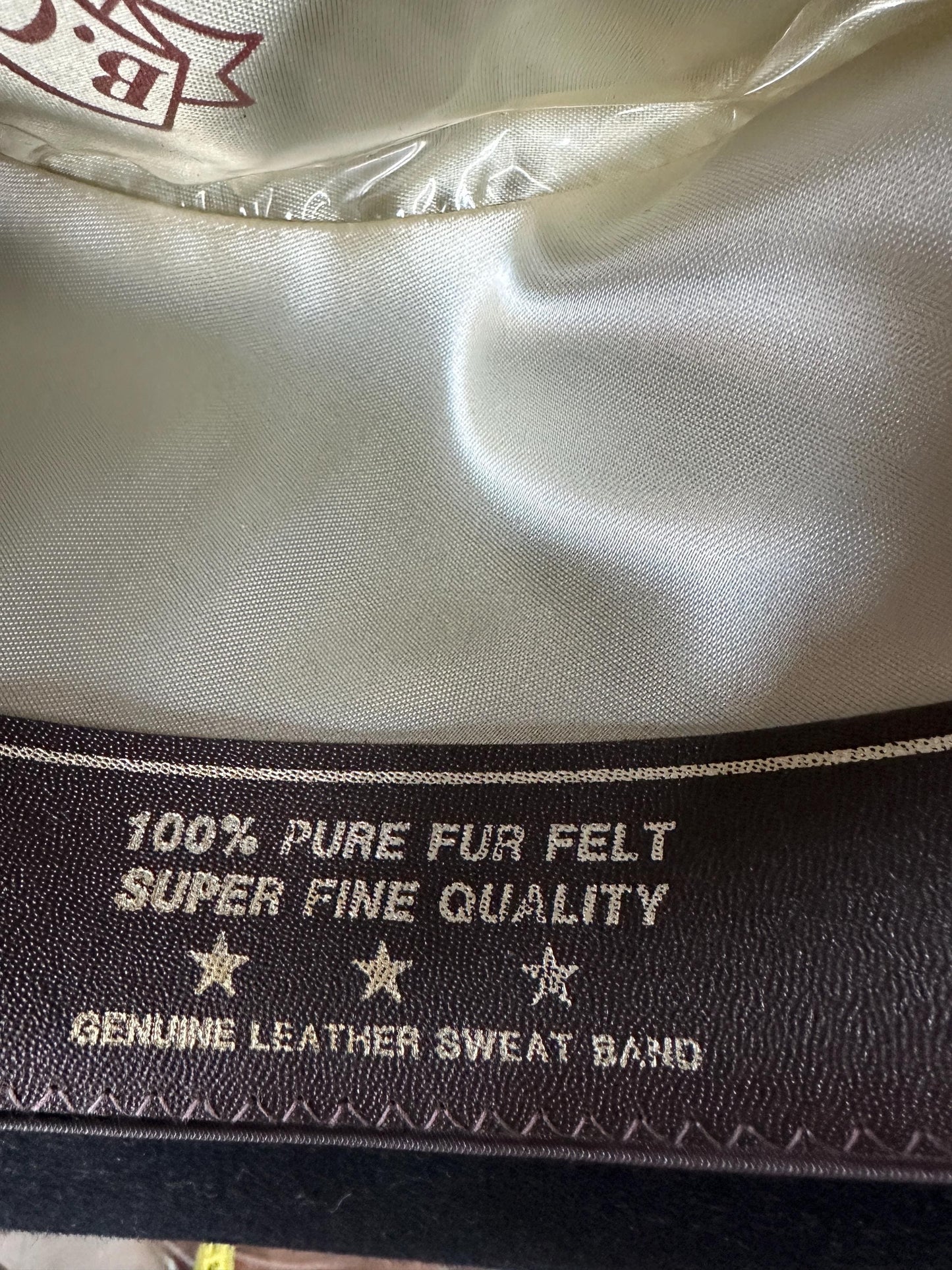 Vintage B.C. Hats Australia Black Fur Felt Outback Fedora, Leather Band