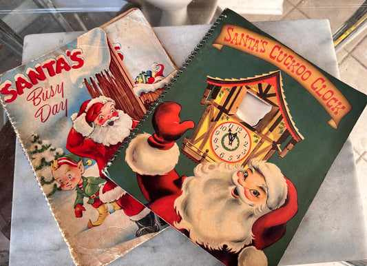 Vintage 1953 Santa's Busy Day First Edition, 1954 Santa's Cuckoo Clock Books