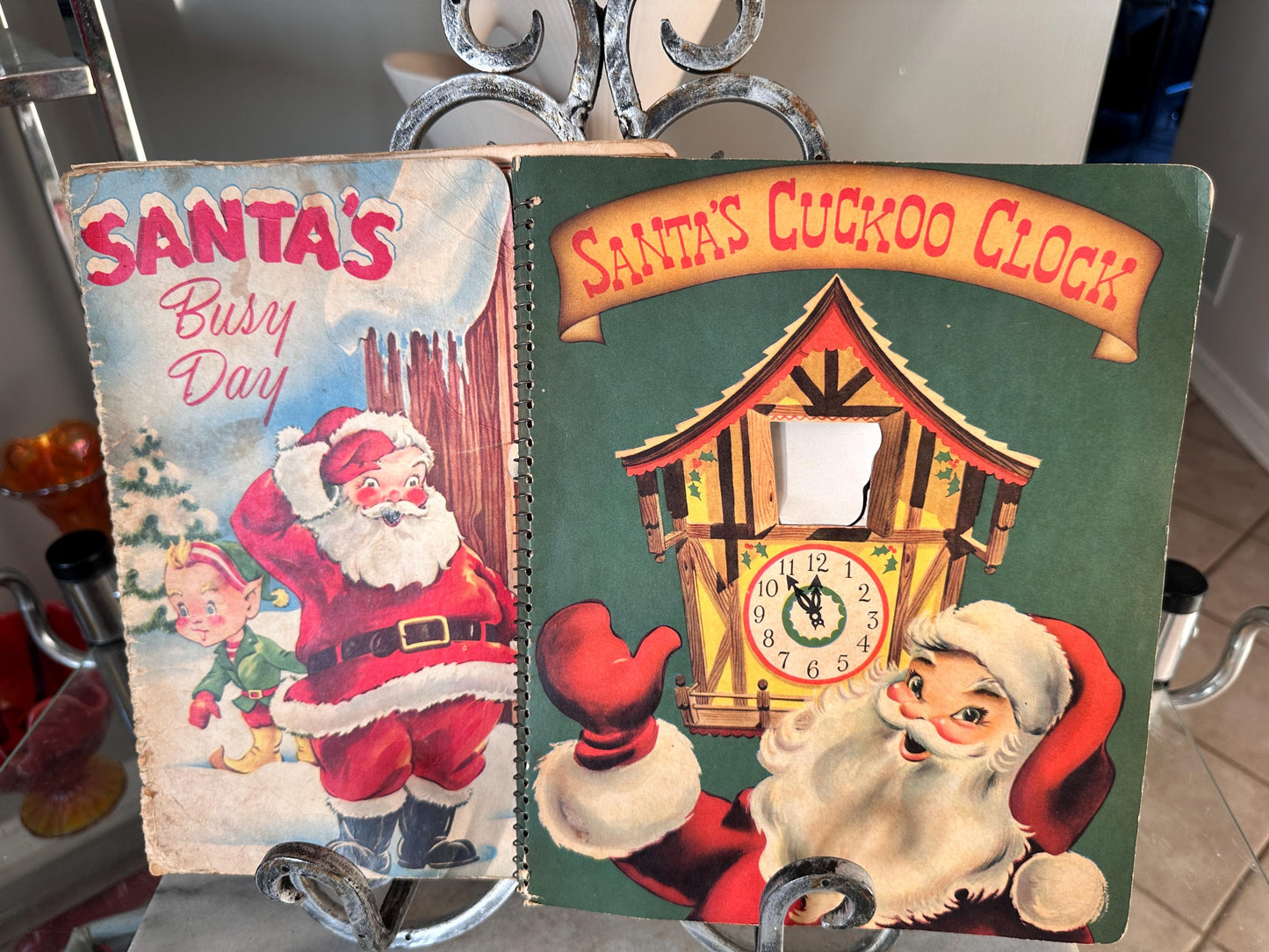 Vintage 1953 Santa's Busy Day First Edition, 1954 Santa's Cuckoo Clock Books