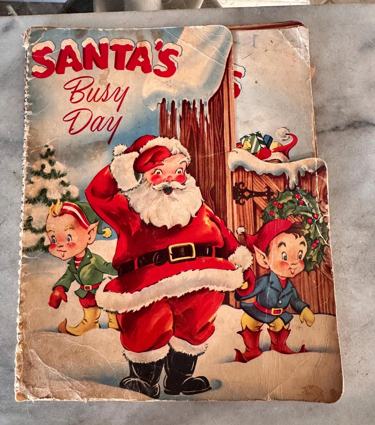 Vintage 1953 Santa's Busy Day First Edition, 1954 Santa's Cuckoo Clock Books