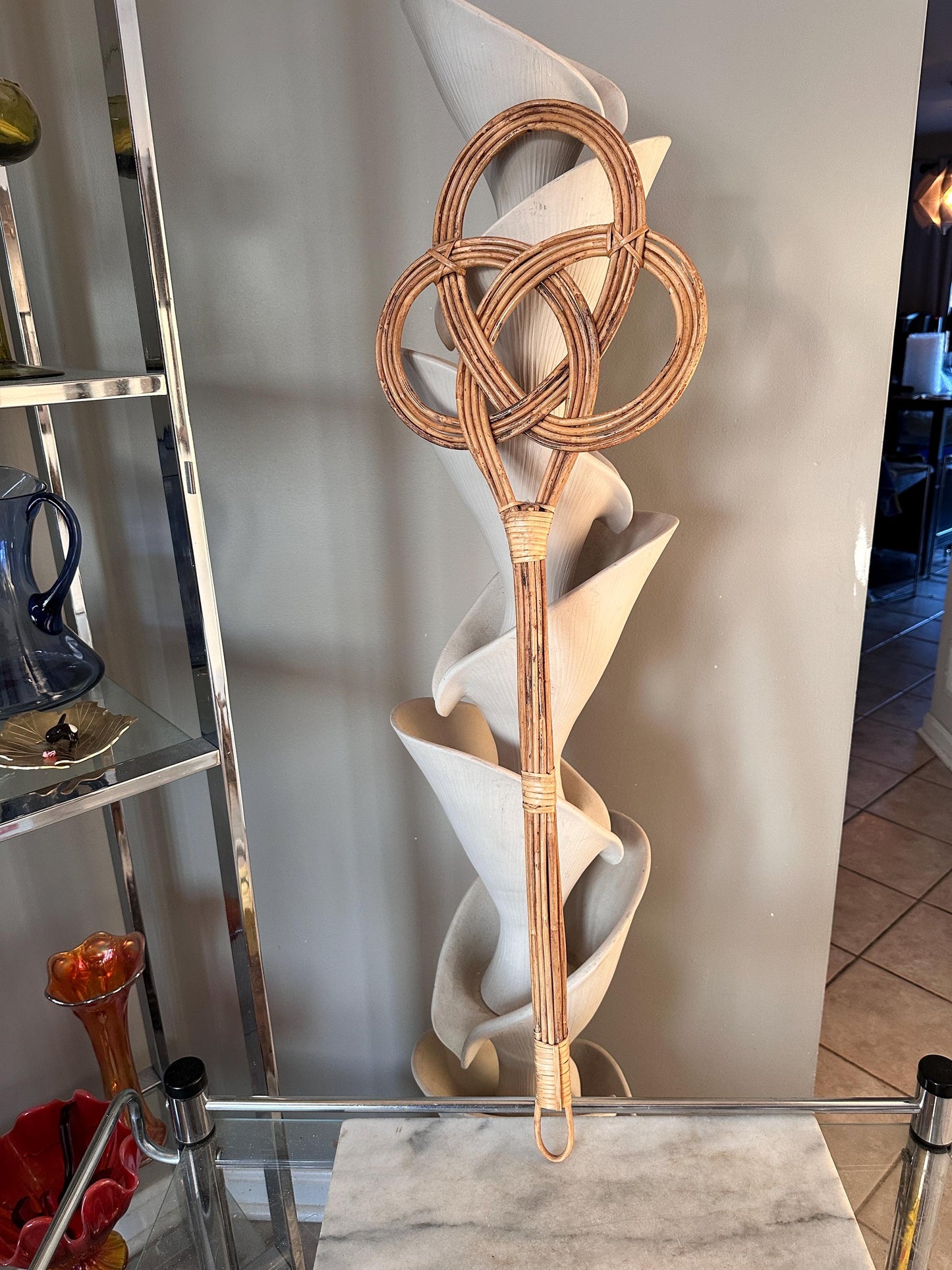 Antique Rattan Reed Carpet Beater Victorian Rug Beater