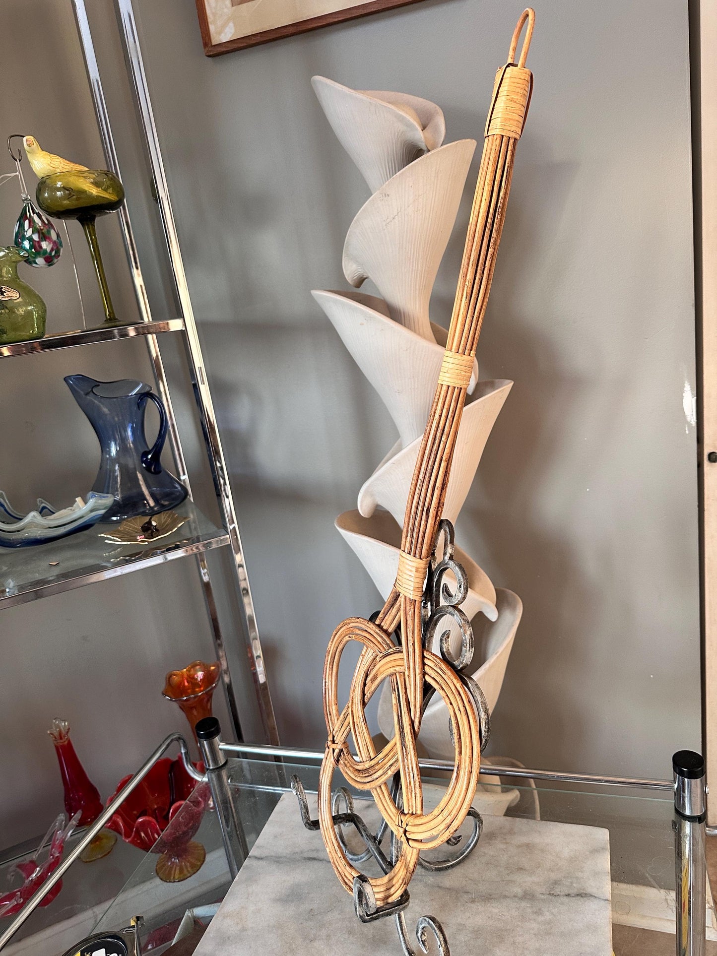 Antique Rattan Reed Carpet Beater Victorian Rug Beater