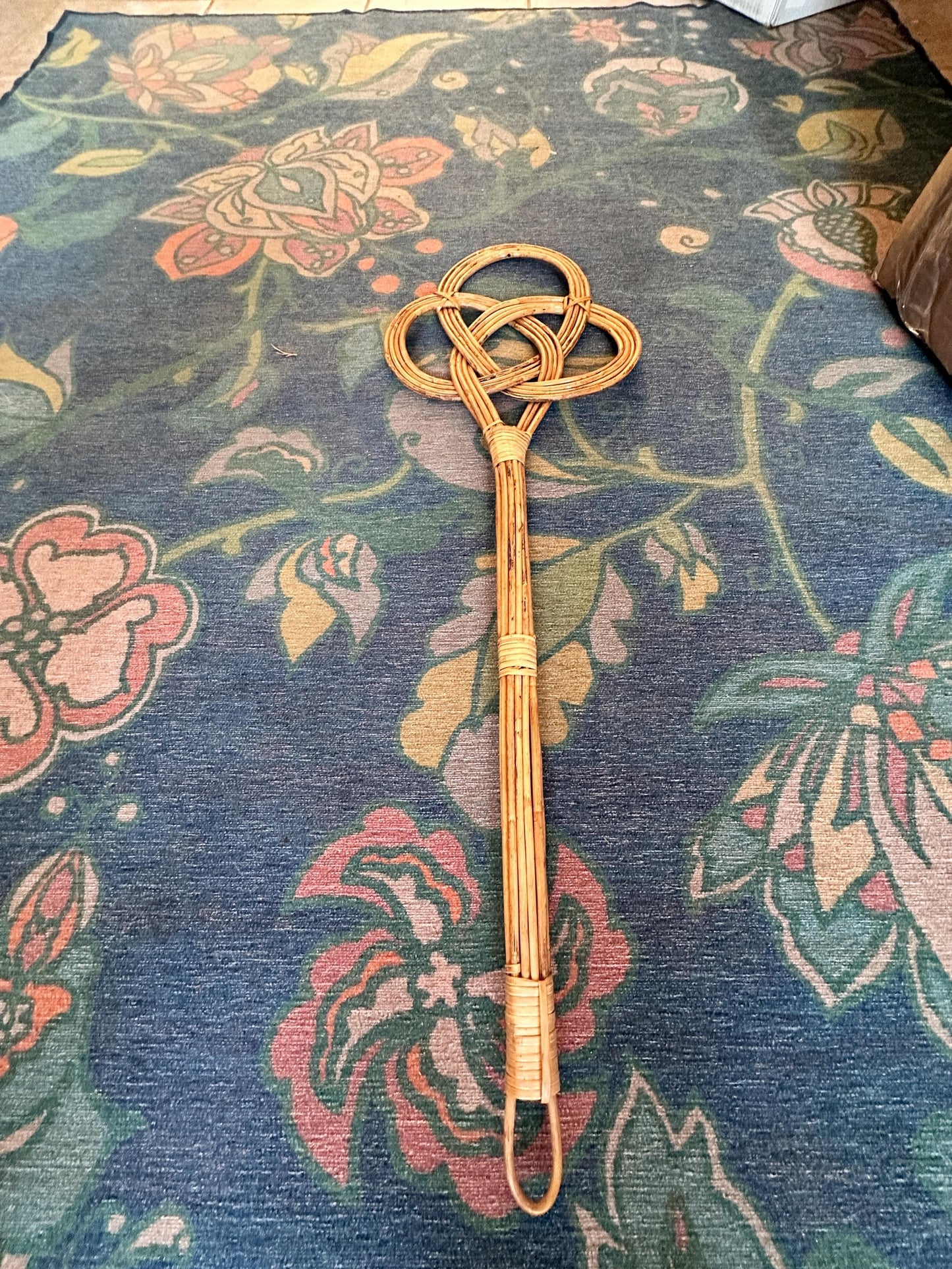 Antique Rattan Reed Carpet Beater Victorian Rug Beater