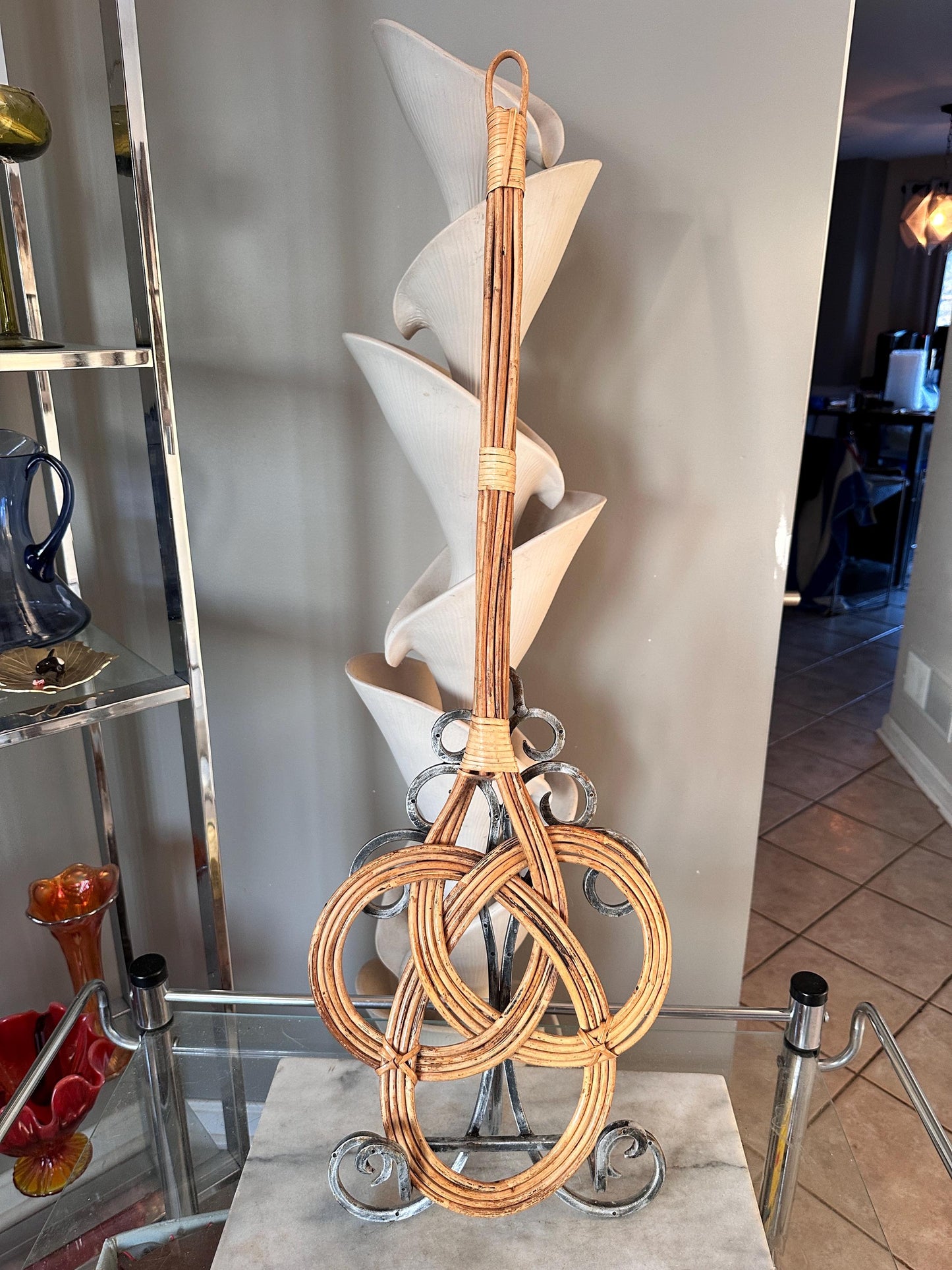 Antique Rattan Reed Carpet Beater Victorian Rug Beater