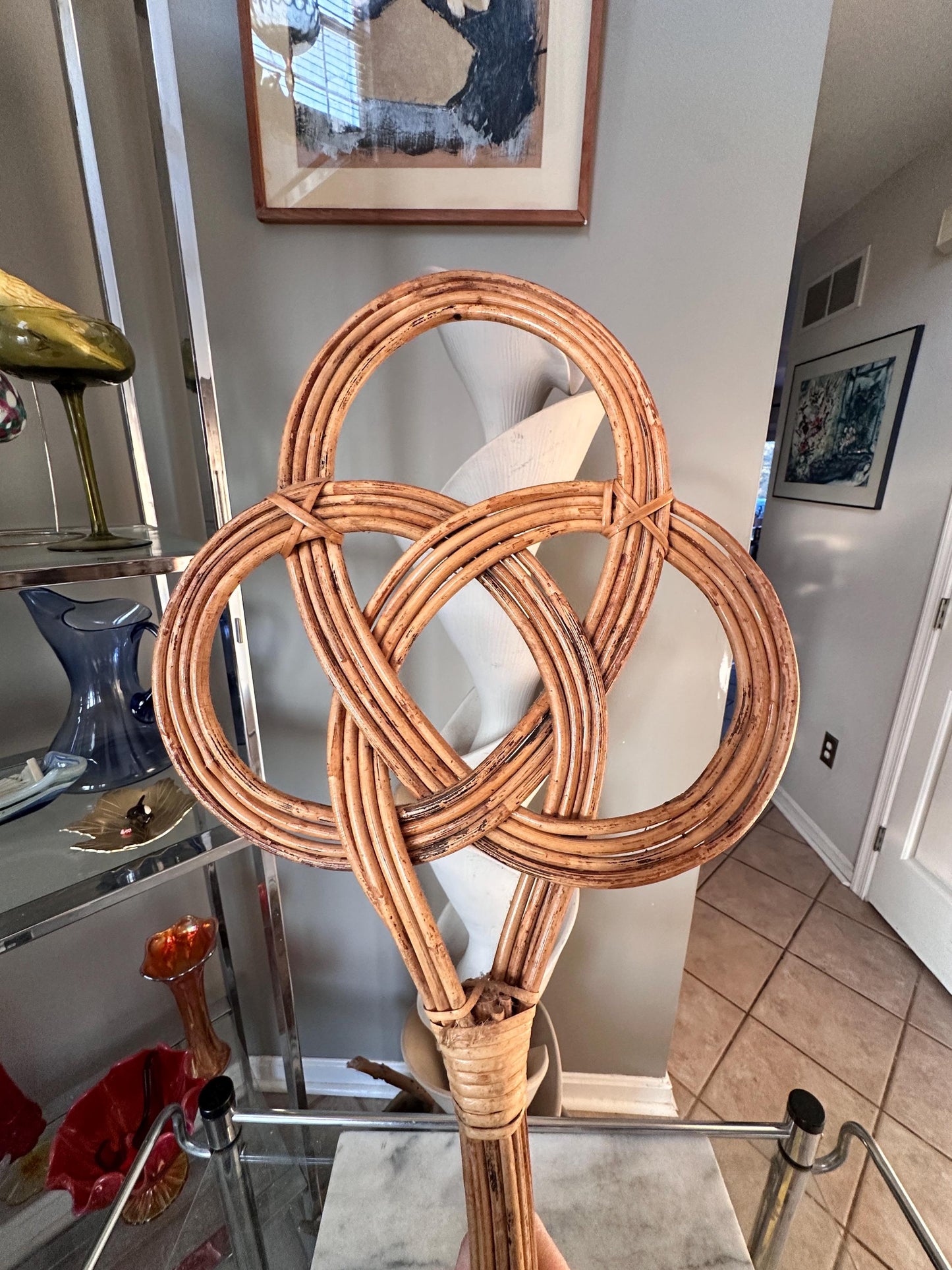 Antique Rattan Reed Carpet Beater Victorian Rug Beater